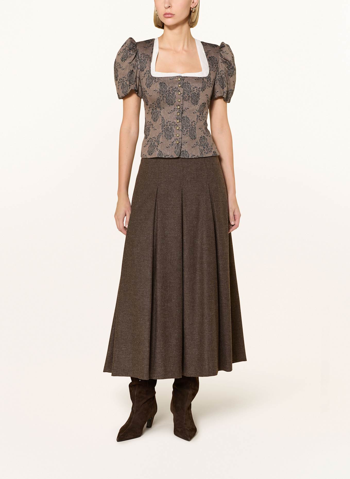 Gottseidank Trachtenmieder KSENIA mit Leinen: HELLBRAUN / SCHWARZ