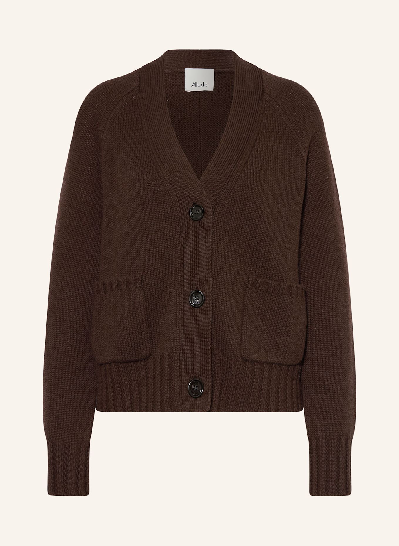 ALLUDE Kardigan z dodatkiem kaszmiru: CIEMNOBRĄZOWY