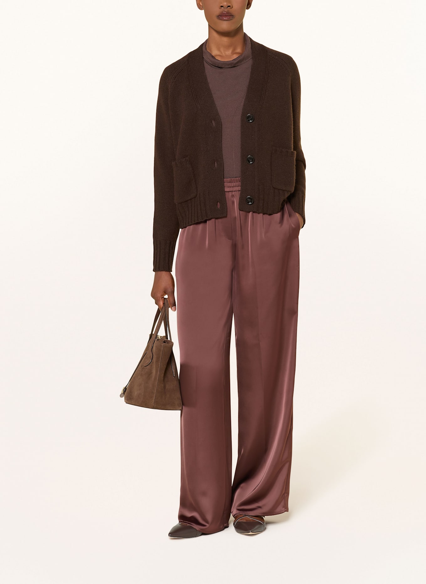 ALLUDE Kardigan z dodatkiem kaszmiru: CIEMNOBRĄZOWY