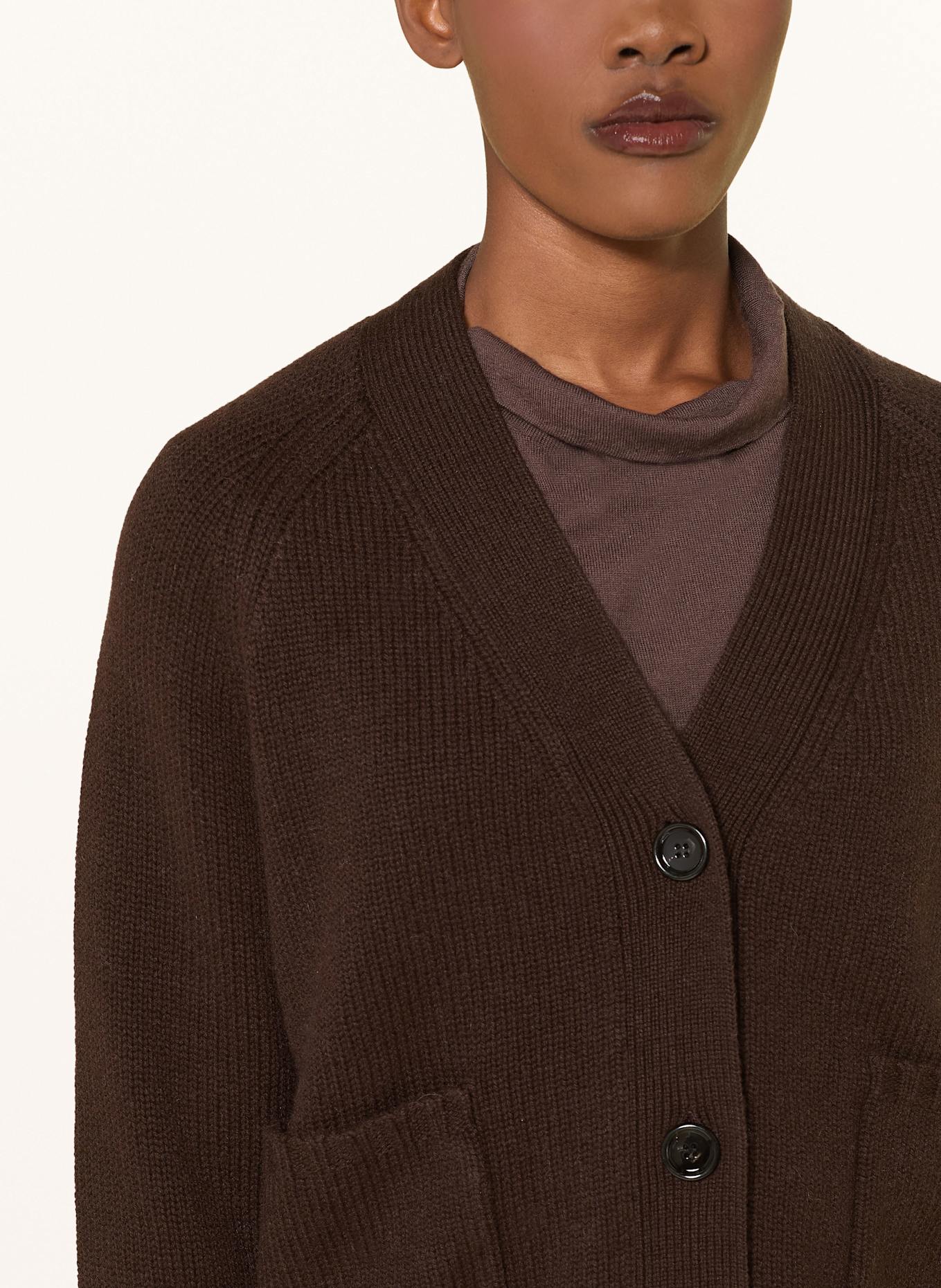 ALLUDE Kardigan z dodatkiem kaszmiru: CIEMNOBRĄZOWY