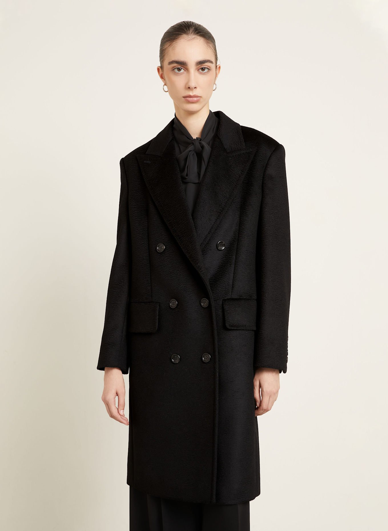 Max Mara Kamelhaar-Mantel COSA: SCHWARZ