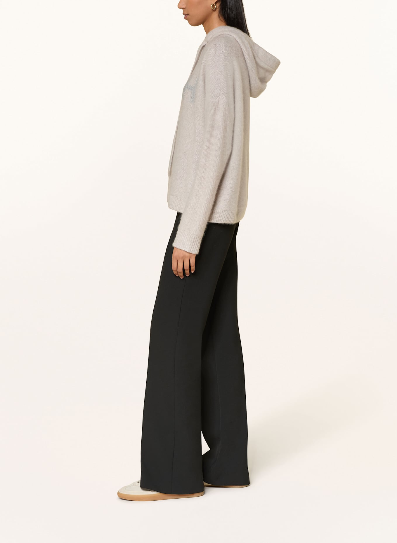 HEMISPHERE Knit hoodie with cashmere: SILVER / BEIGE / LIGHT GRAY