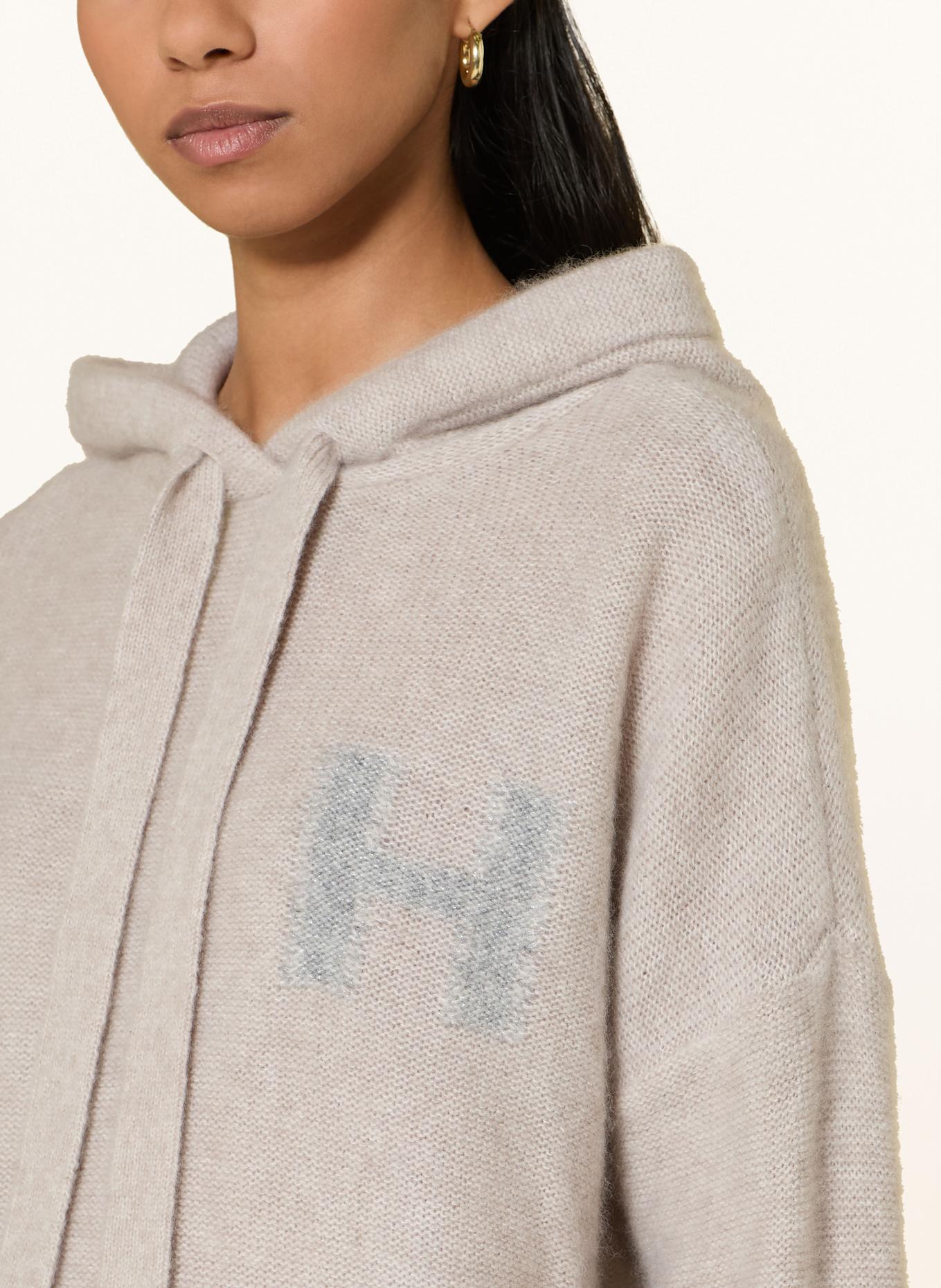 HEMISPHERE Knit hoodie with cashmere: SILVER / BEIGE / LIGHT GRAY