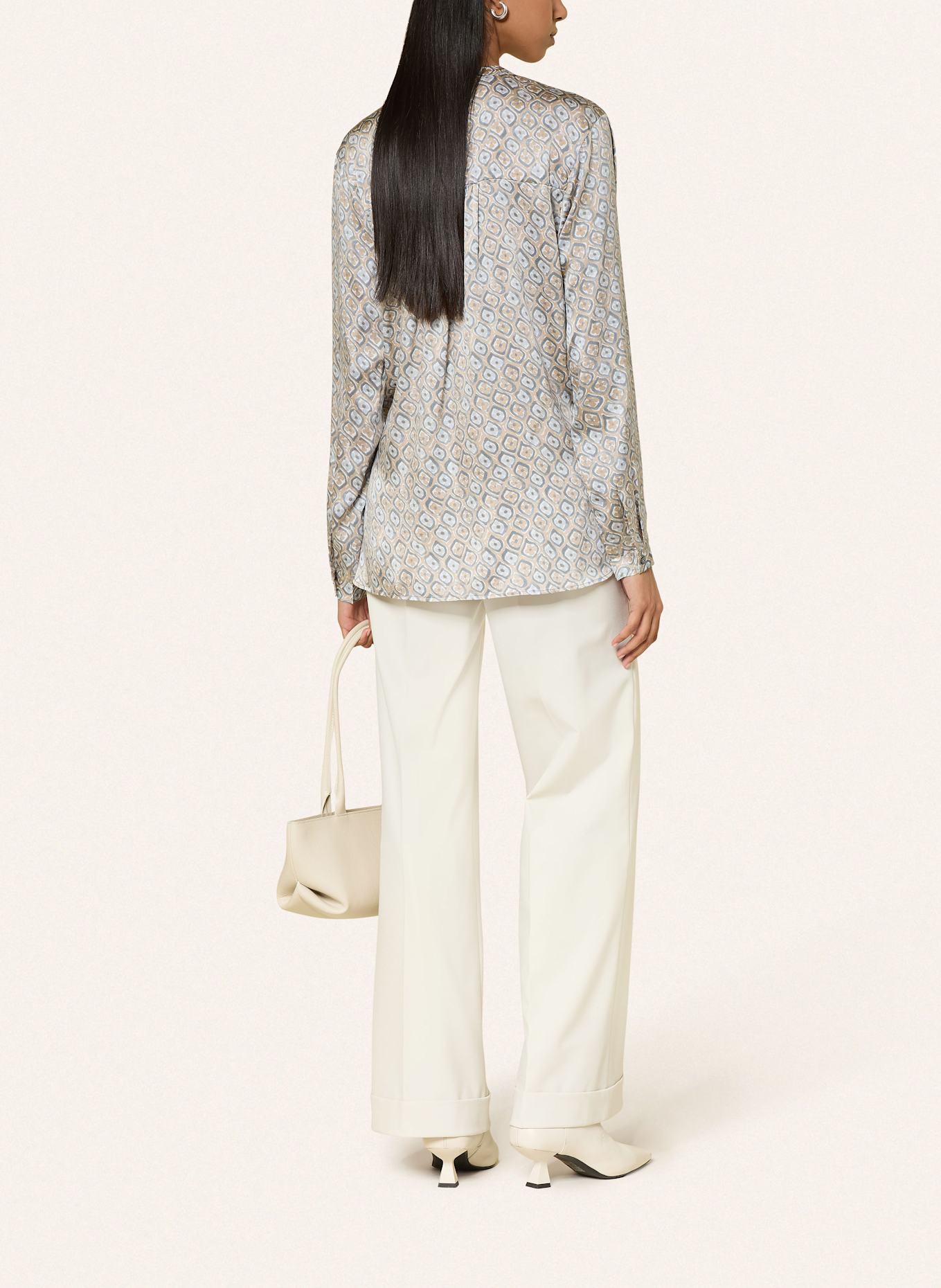 HEMISPHERE Blusenshirt aus Seide: BLAUGRAU / HELLBRAUN