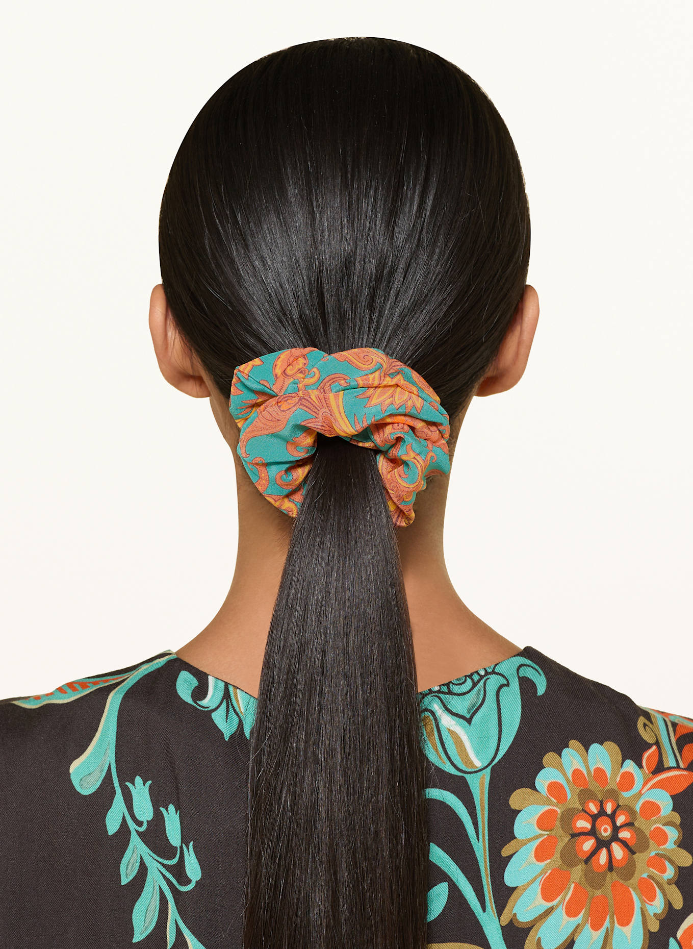 ETRO Haargummi aus Seide: TÜRKIS / DUNKELORANGE / DUNKELGELB