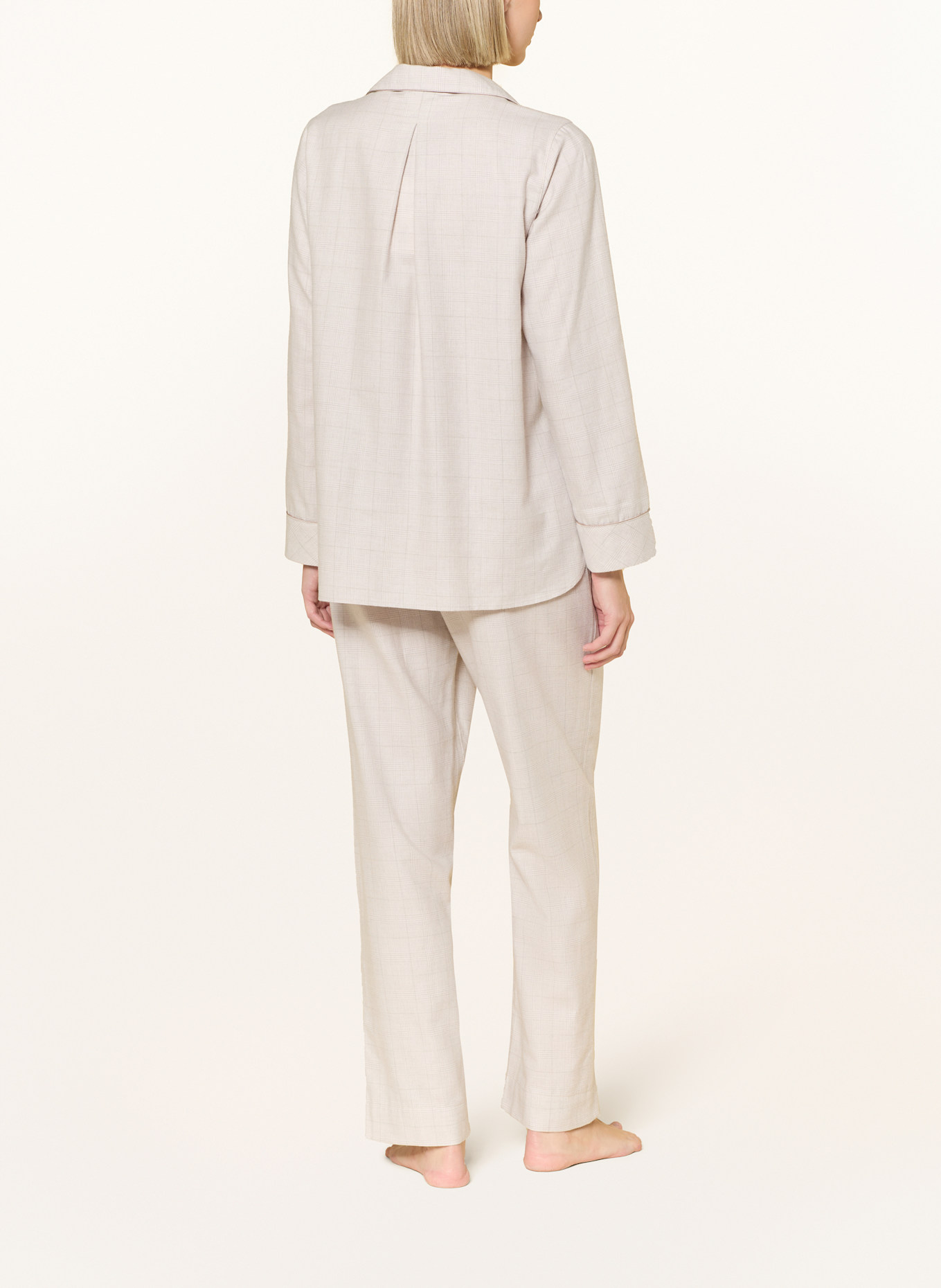 zimmerli Schlafanzug COZY FLANELL aus Flanell: HELLGRAU / ECRU