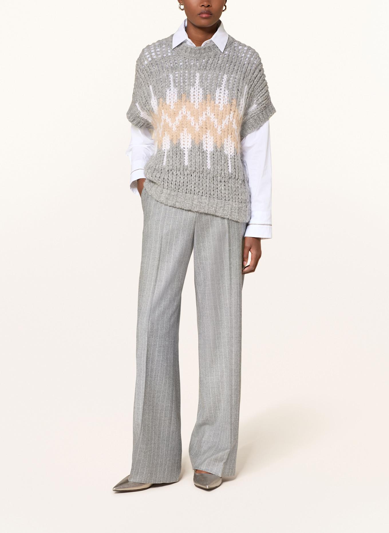 PESERICO Strickshirt mit Alpaka: GRAU / BEIGE / WEISS