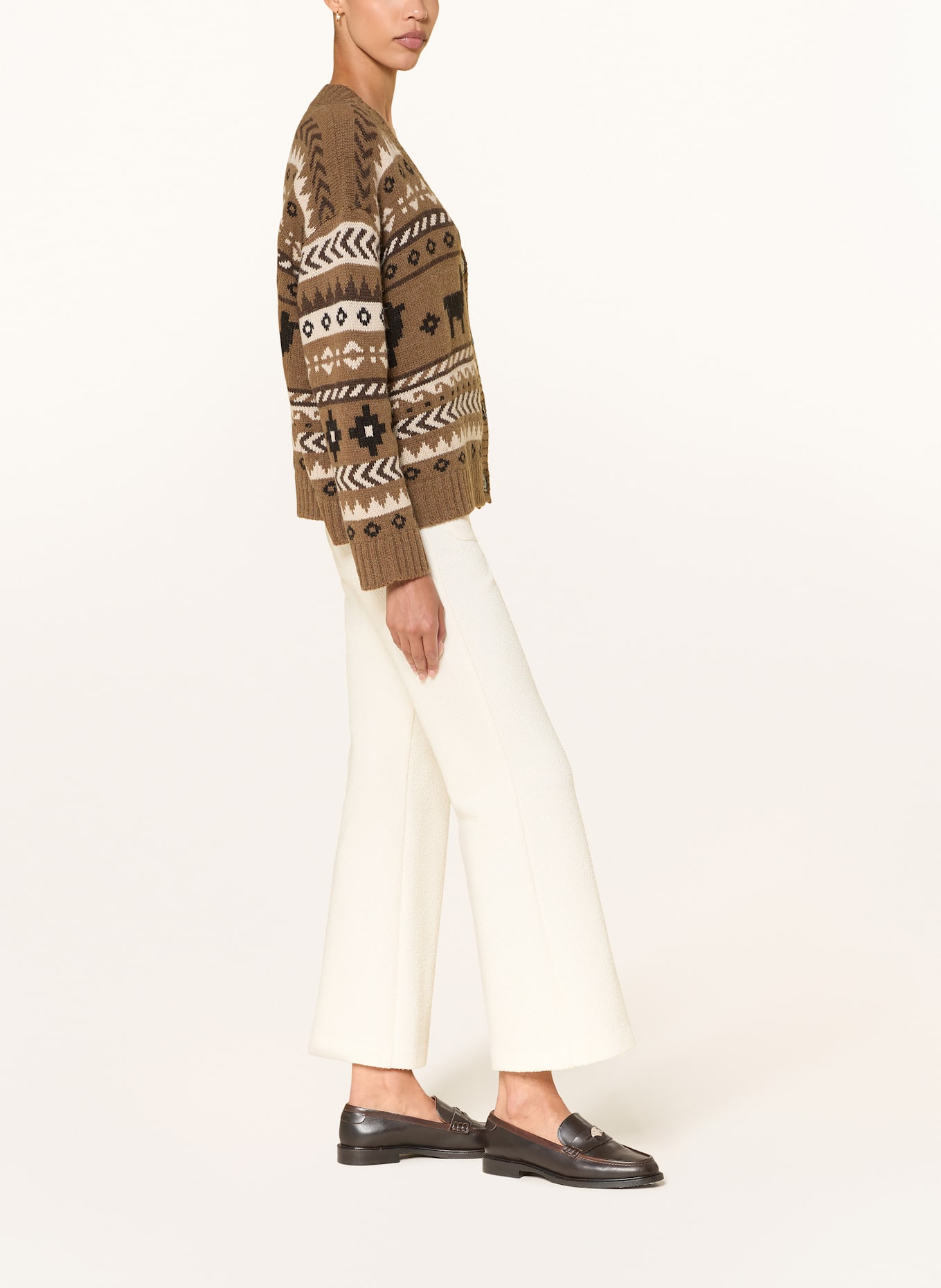 CAMBIO Strickhose aus Bouclé: ECRU