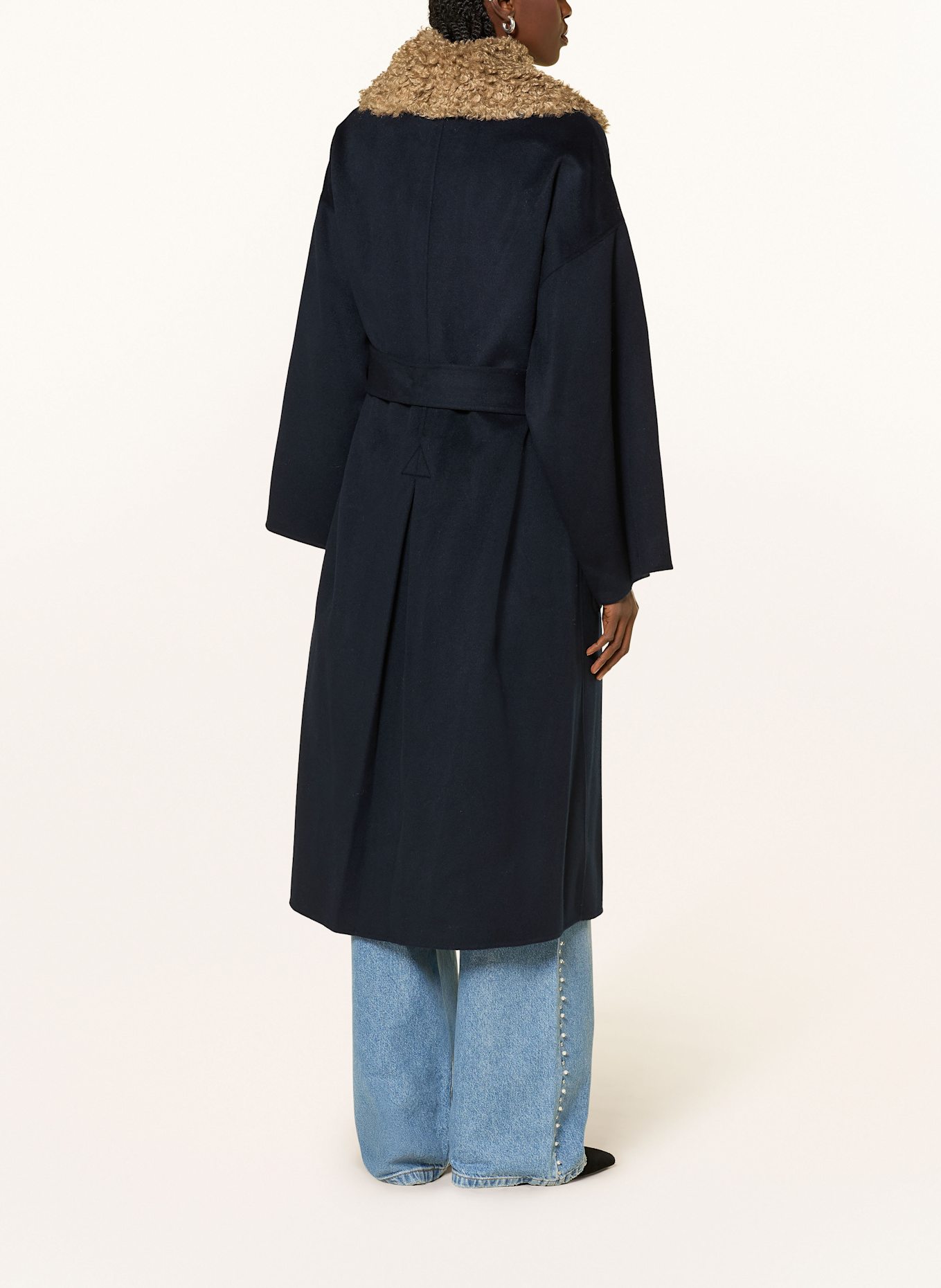 ESSENTIEL ANTWERP Wollmantel IRNO mit Kunstfell: DUNKELBLAU