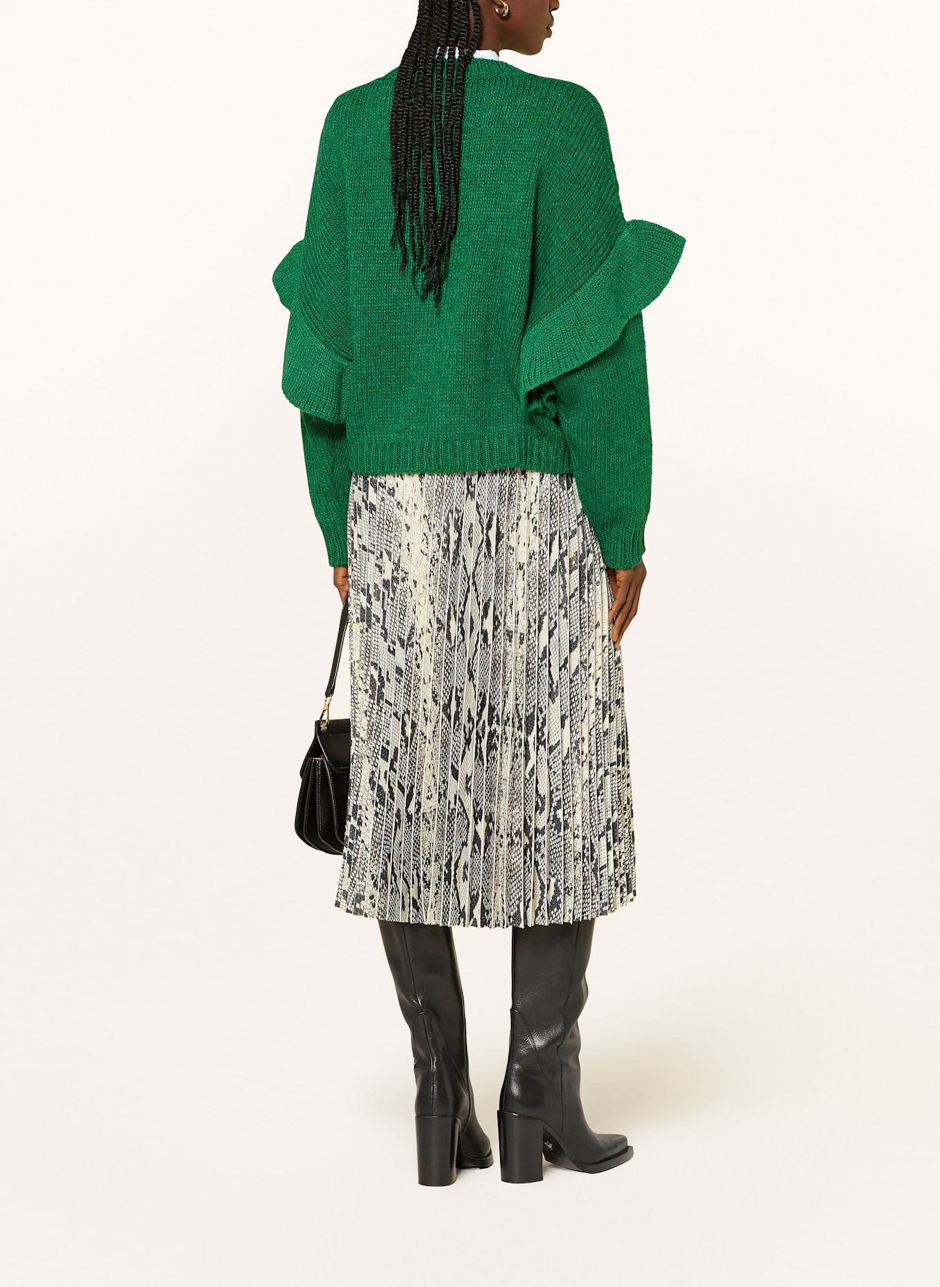 ESSENTIEL ANTWERP Pullover mit Volants: GRÜN