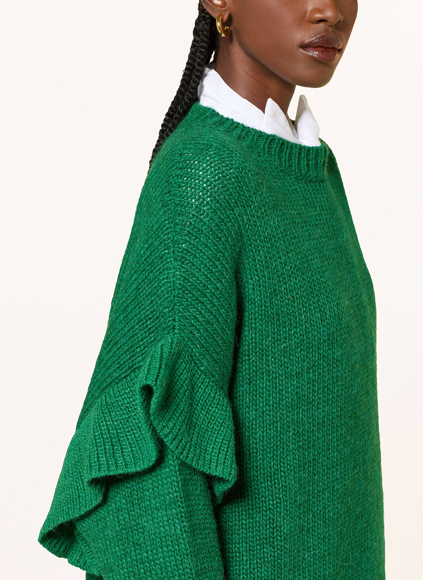 ESSENTIEL ANTWERP Pullover mit Volants: GRÜN