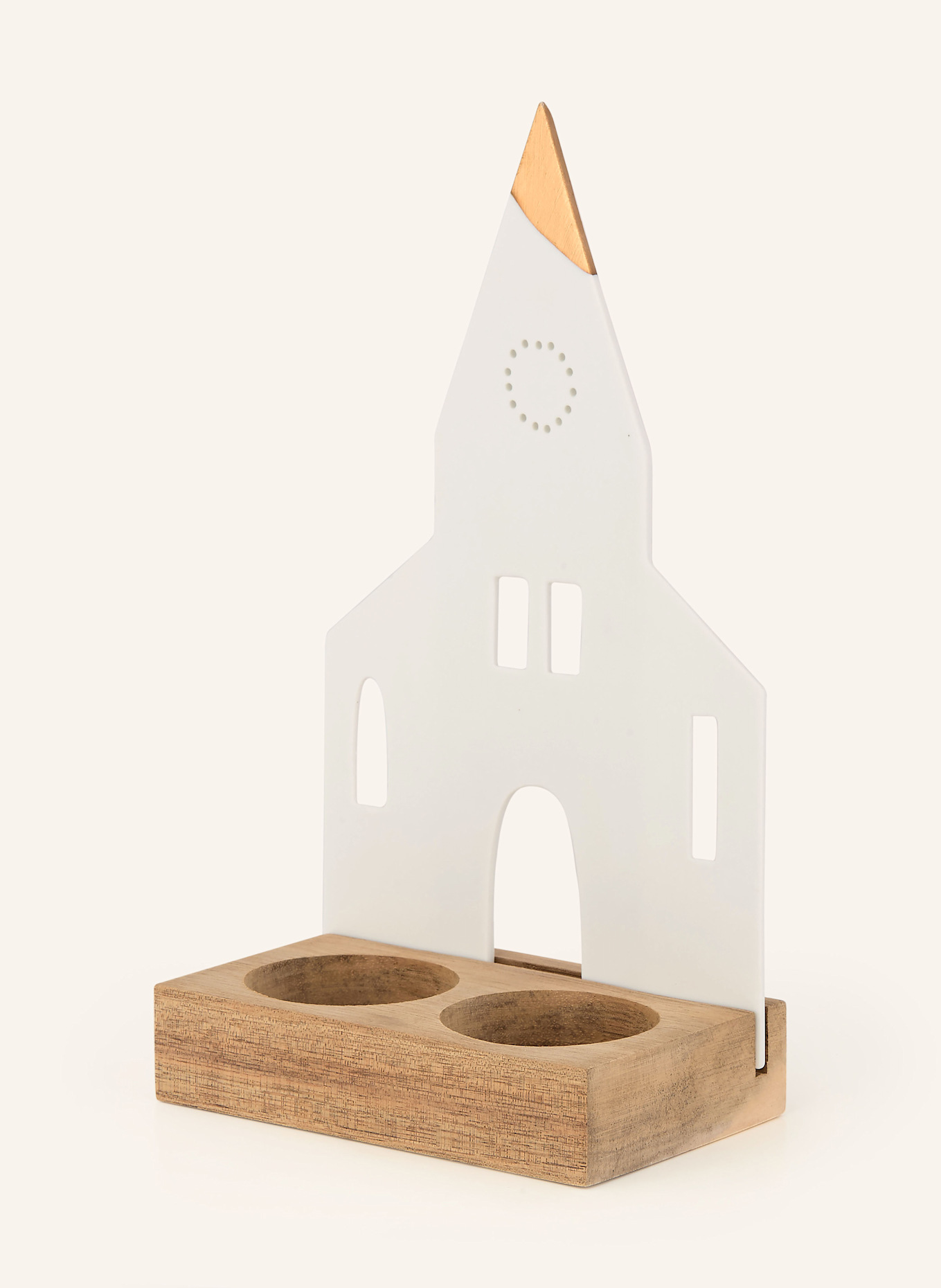 RÄDER Teelichthalter KIRCHE mit Dekofigur: WEISS / BRAUN