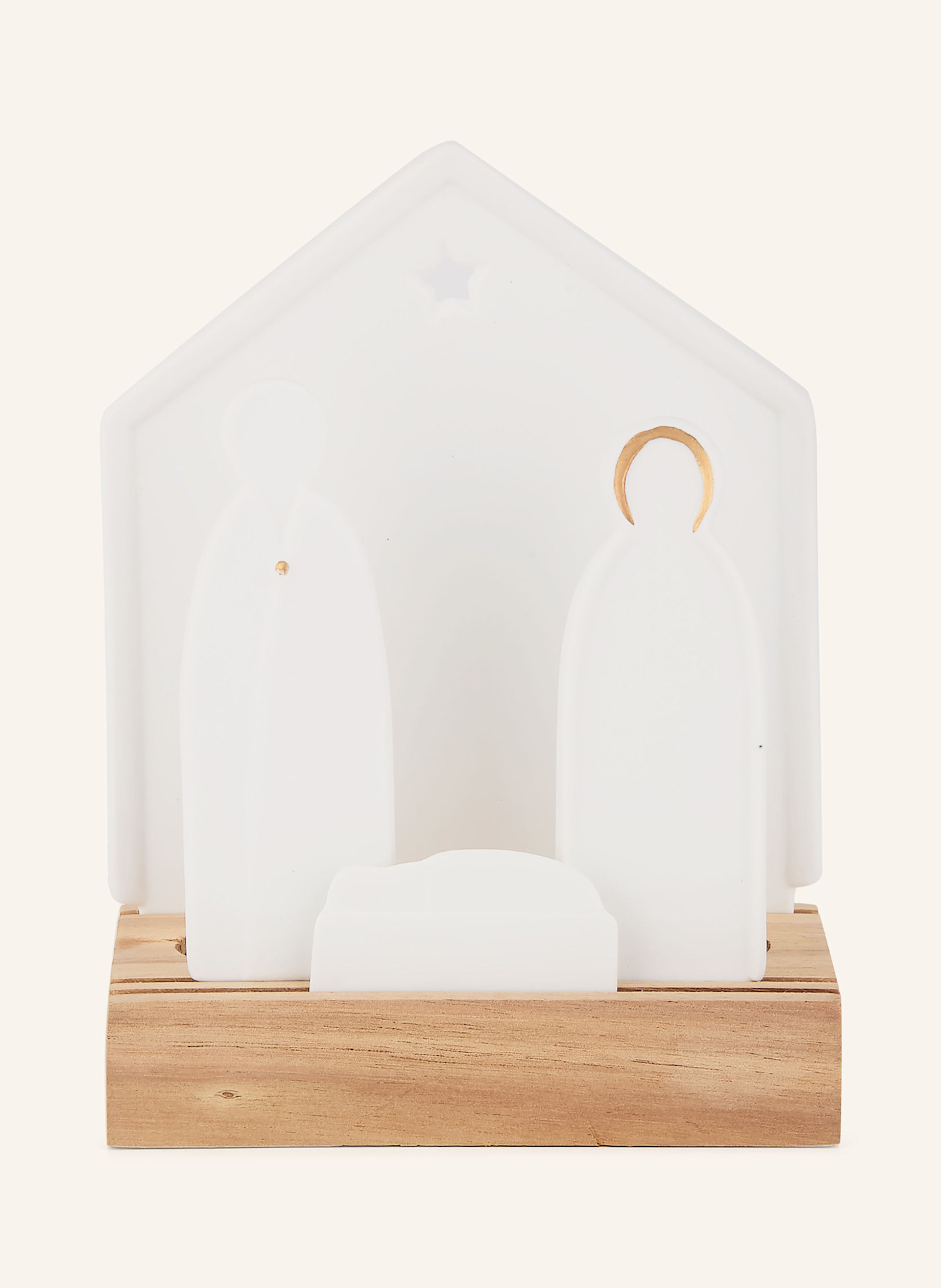 RÄDER Teelichthalter KLEINE KRIPPE mit Dekofigur: WEISS / BRAUN