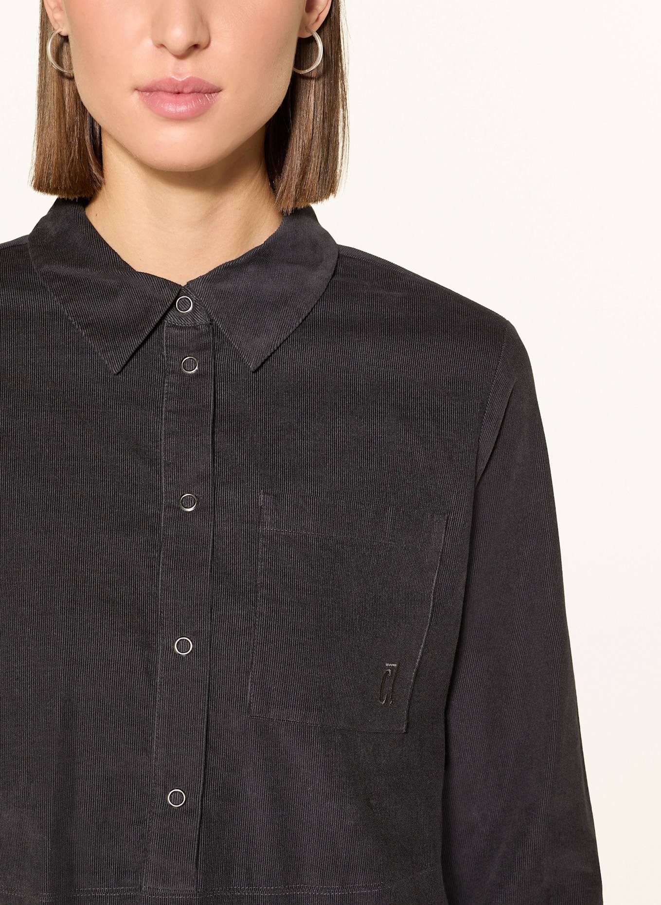 comma casual identity Hemdblusenkleid aus Cord: DUNKELGRAU