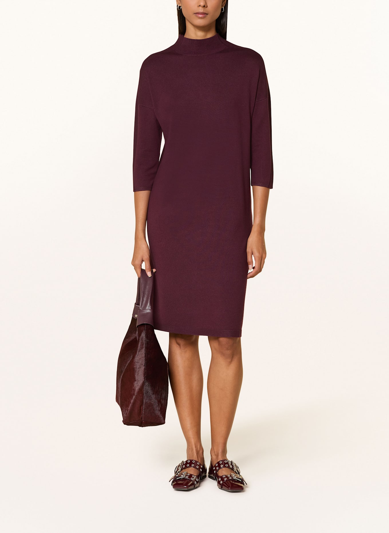 comma Strickkleid mit 3/4-Arm: DUNKELROT