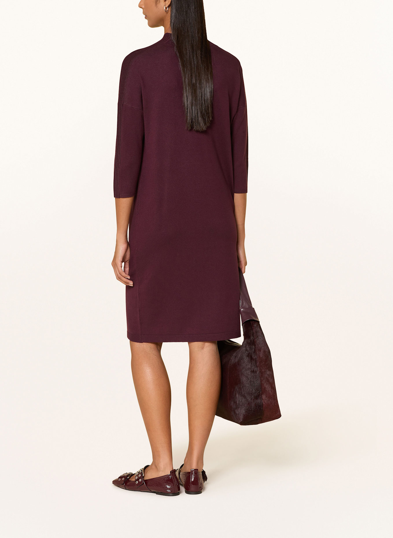 comma Strickkleid mit 3/4-Arm: DUNKELROT