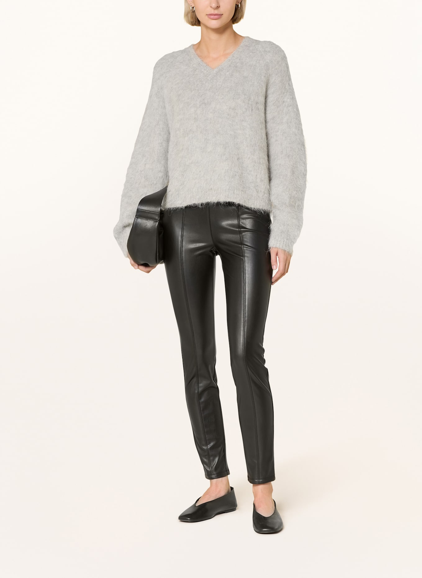 comma Leggings in Lederoptik: SCHWARZ