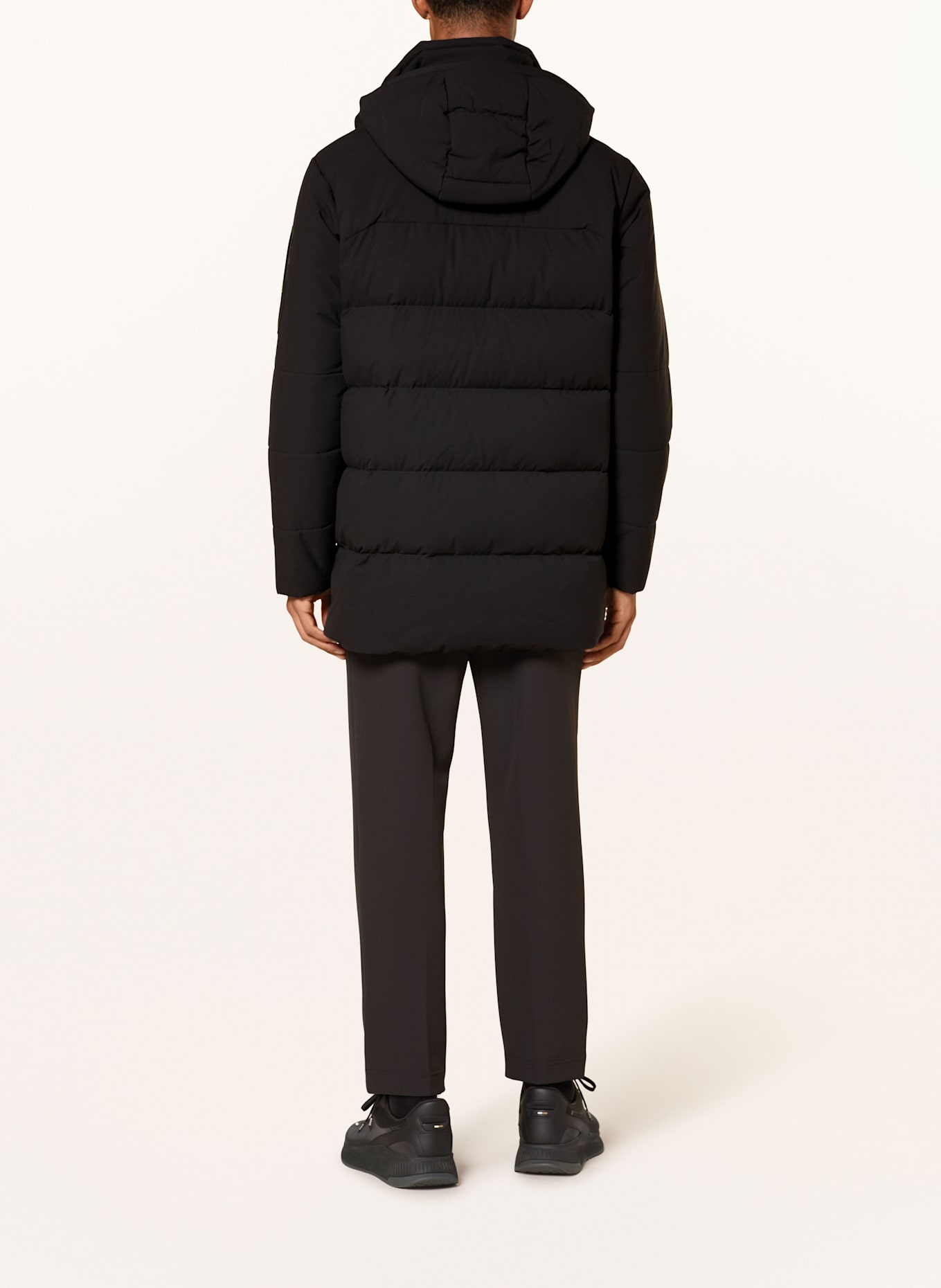 BOSS Daunenparka BLOCK X mit abnehmbarer Kapuze: SCHWARZ