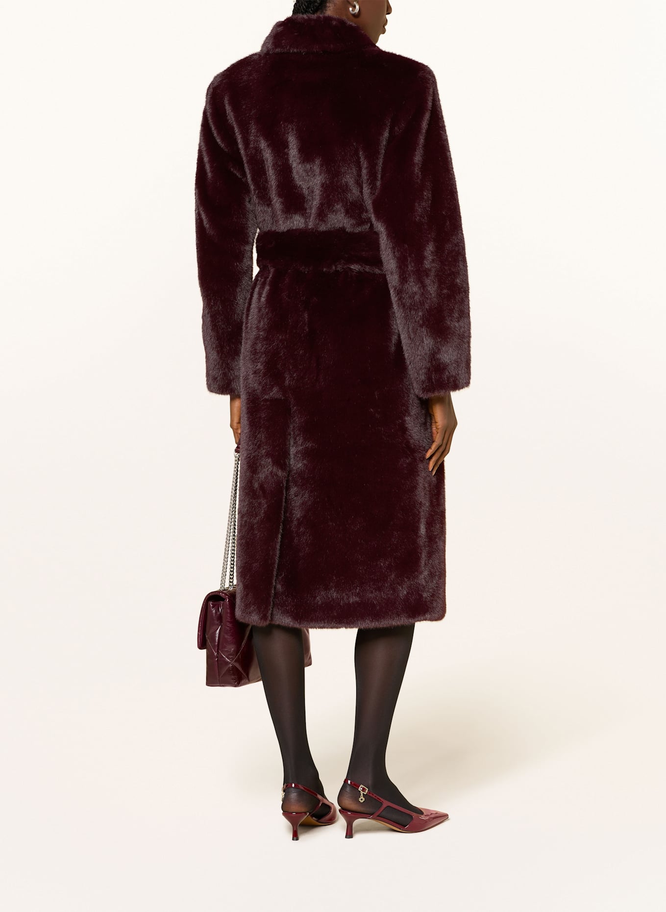 STAND STUDIO Kunstpelz-Mantel JASMINE: DUNKELROT