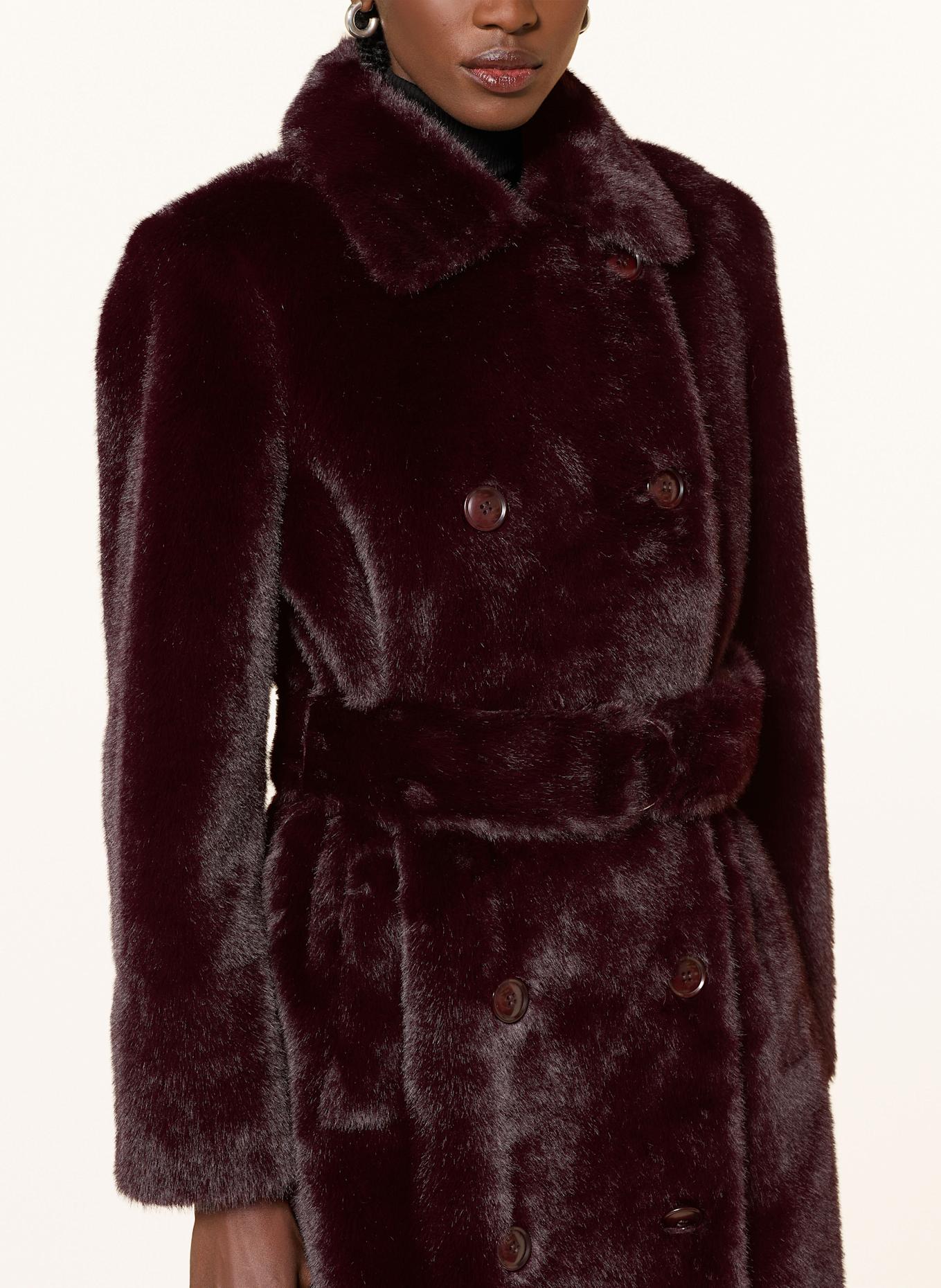 STAND STUDIO Kunstpelz-Mantel JASMINE: DUNKELROT