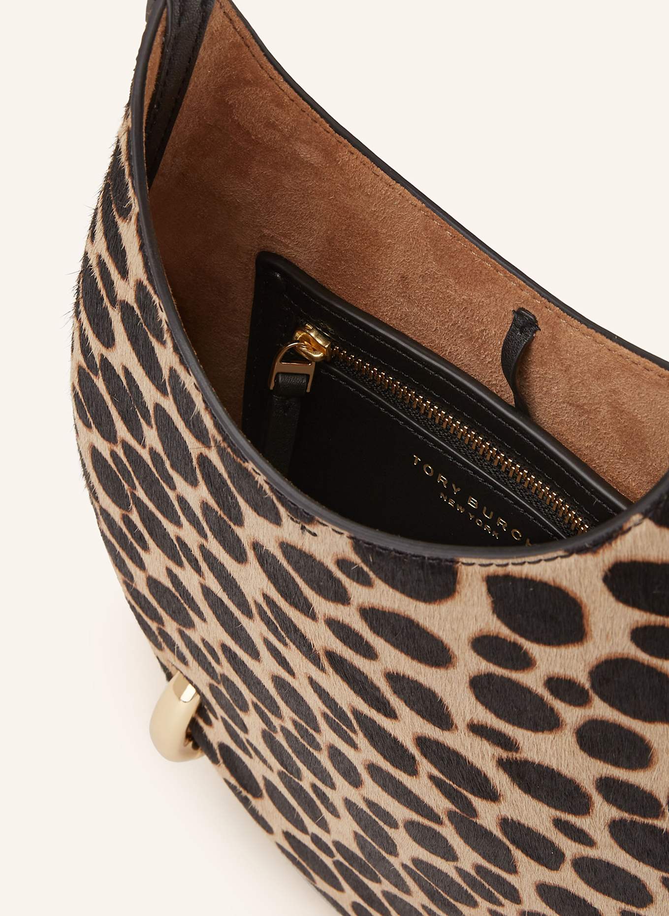 TORY BURCH Handtasche: BEIGE / SCHWARZ