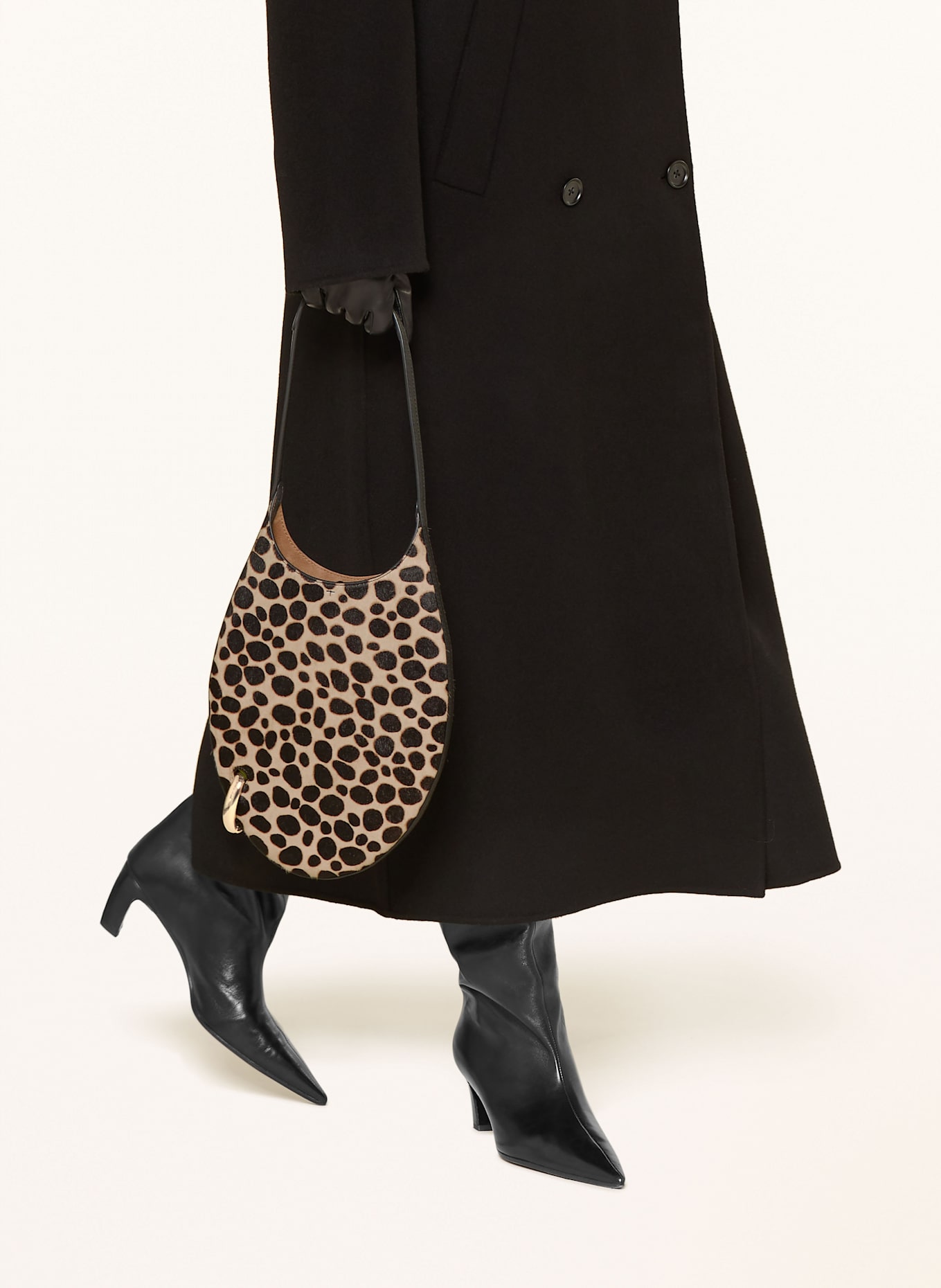 TORY BURCH Handtasche: BEIGE / SCHWARZ