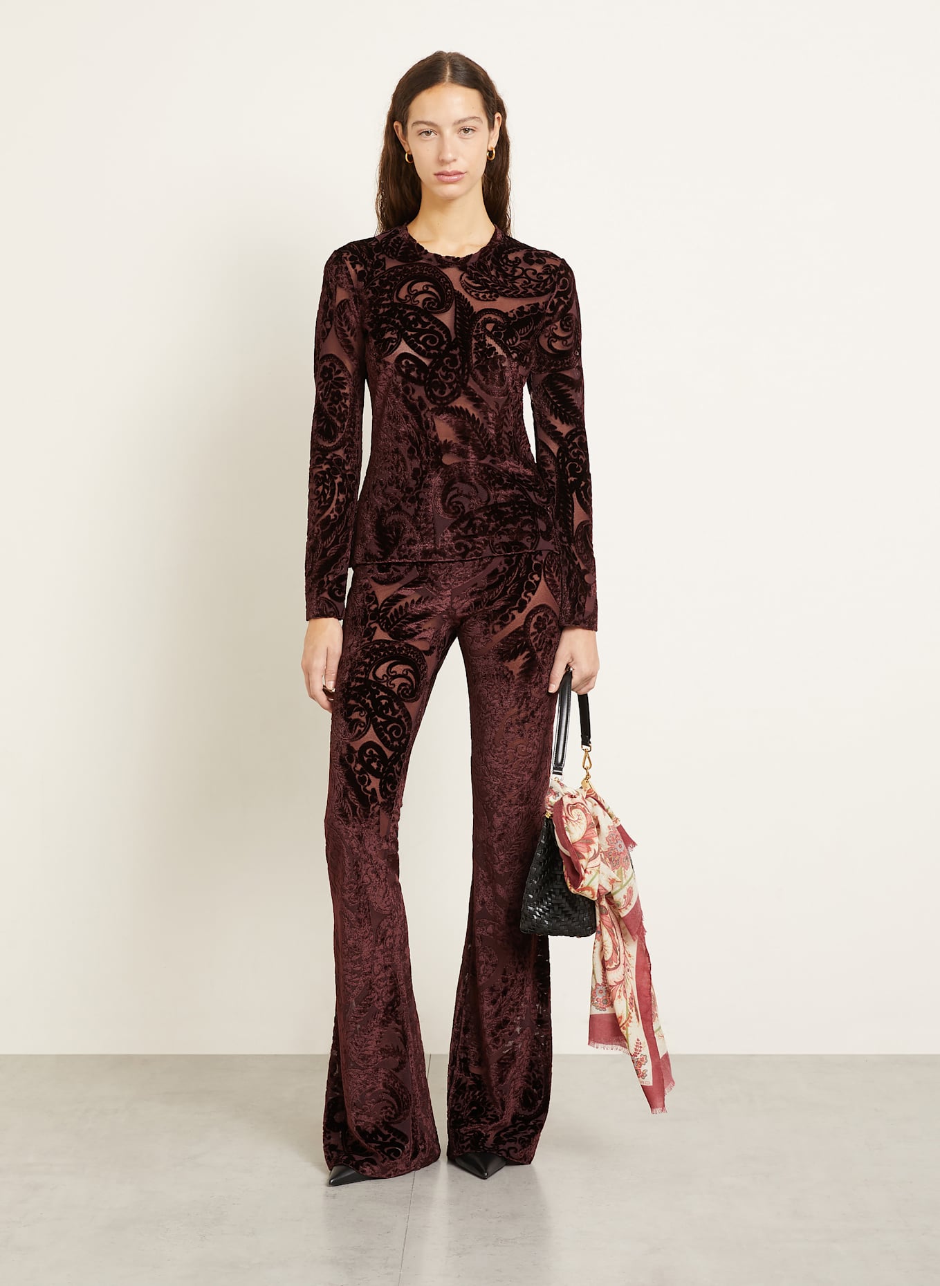 ETRO Longsleeve aus Mesh: DUNKELROT