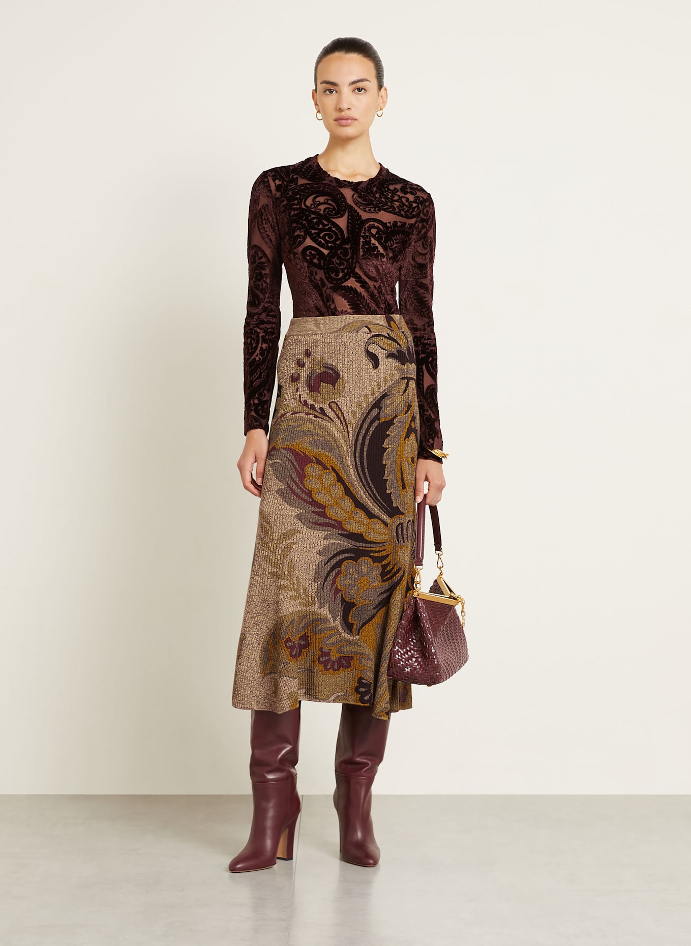 ETRO Spódnica z dzianiny: JASNOPOMARAŃCZOWY / CIEMNOCZERWONY / OLIWKOWY