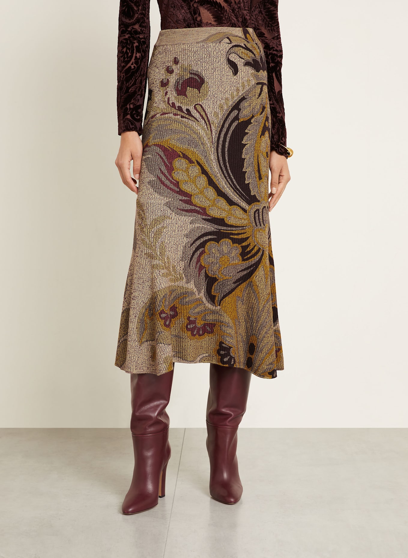 ETRO Spódnica z dzianiny: JASNOPOMARAŃCZOWY / CIEMNOCZERWONY / OLIWKOWY