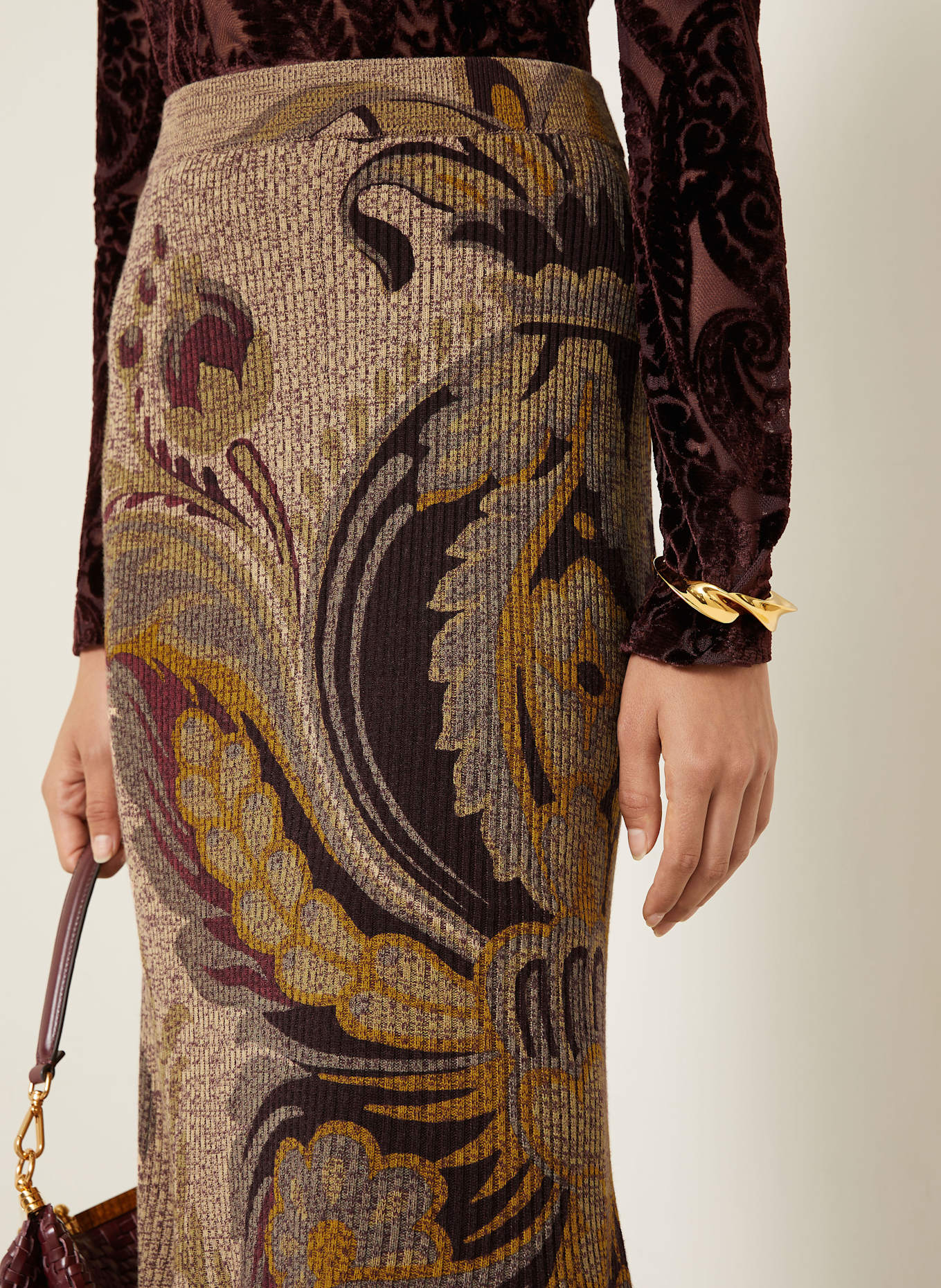 ETRO Spódnica z dzianiny: JASNOPOMARAŃCZOWY / CIEMNOCZERWONY / OLIWKOWY