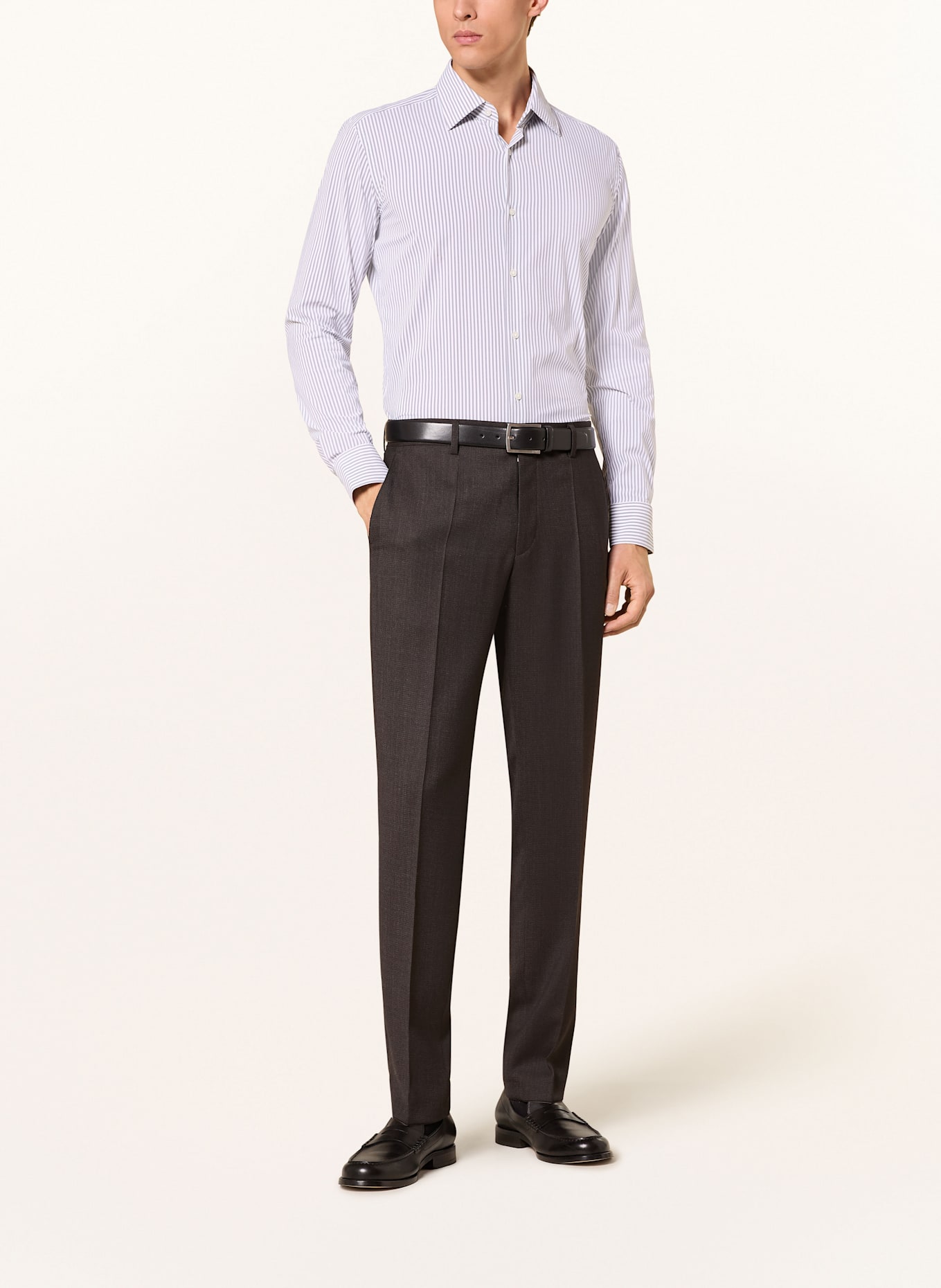 BOSS Hemd HANK Slim Fit: DUNKELGRAU / WEISS