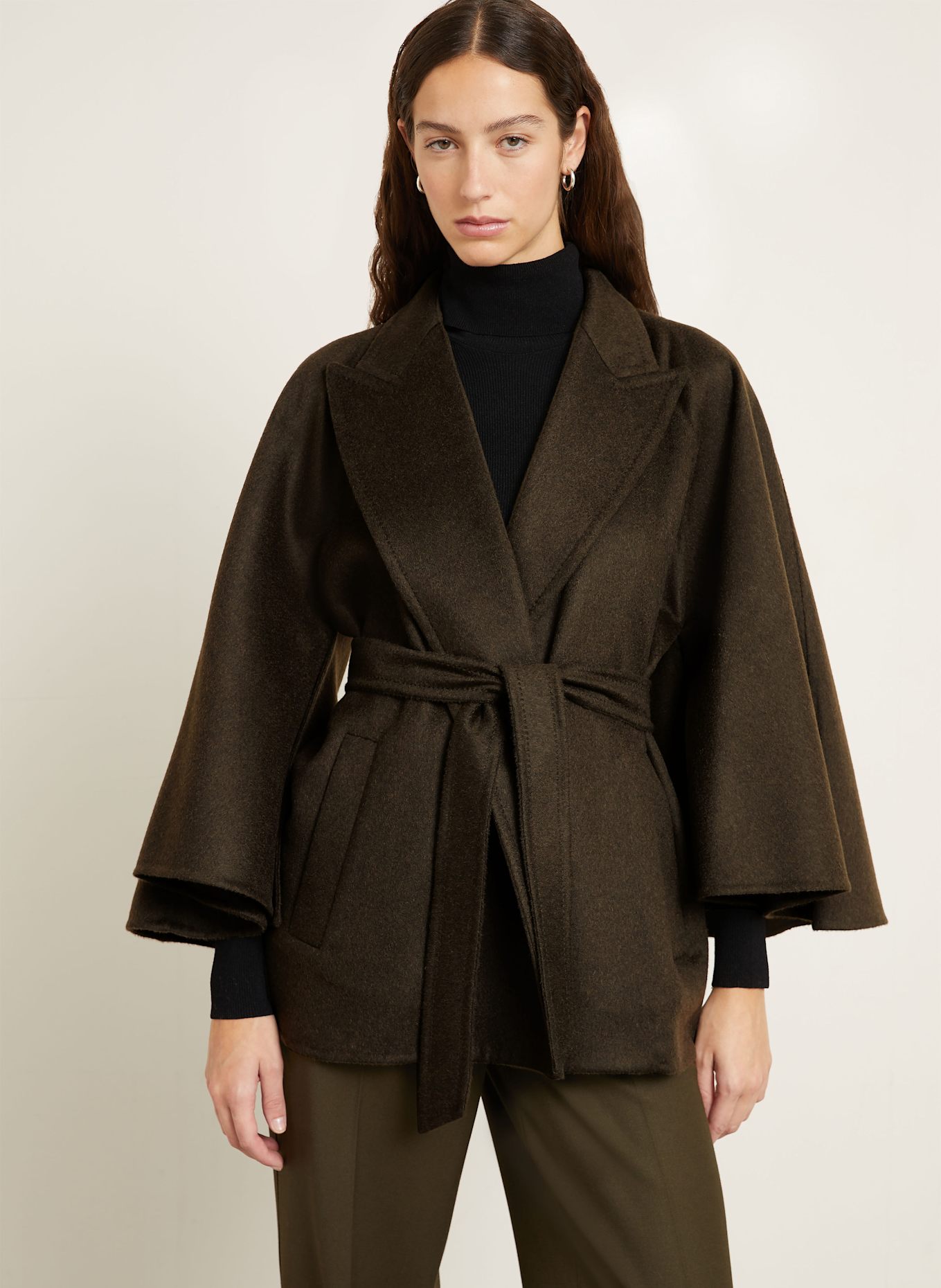 Max Mara Kamelhaar-Jacke VERNA mit 3/4-Arm: KHAKI