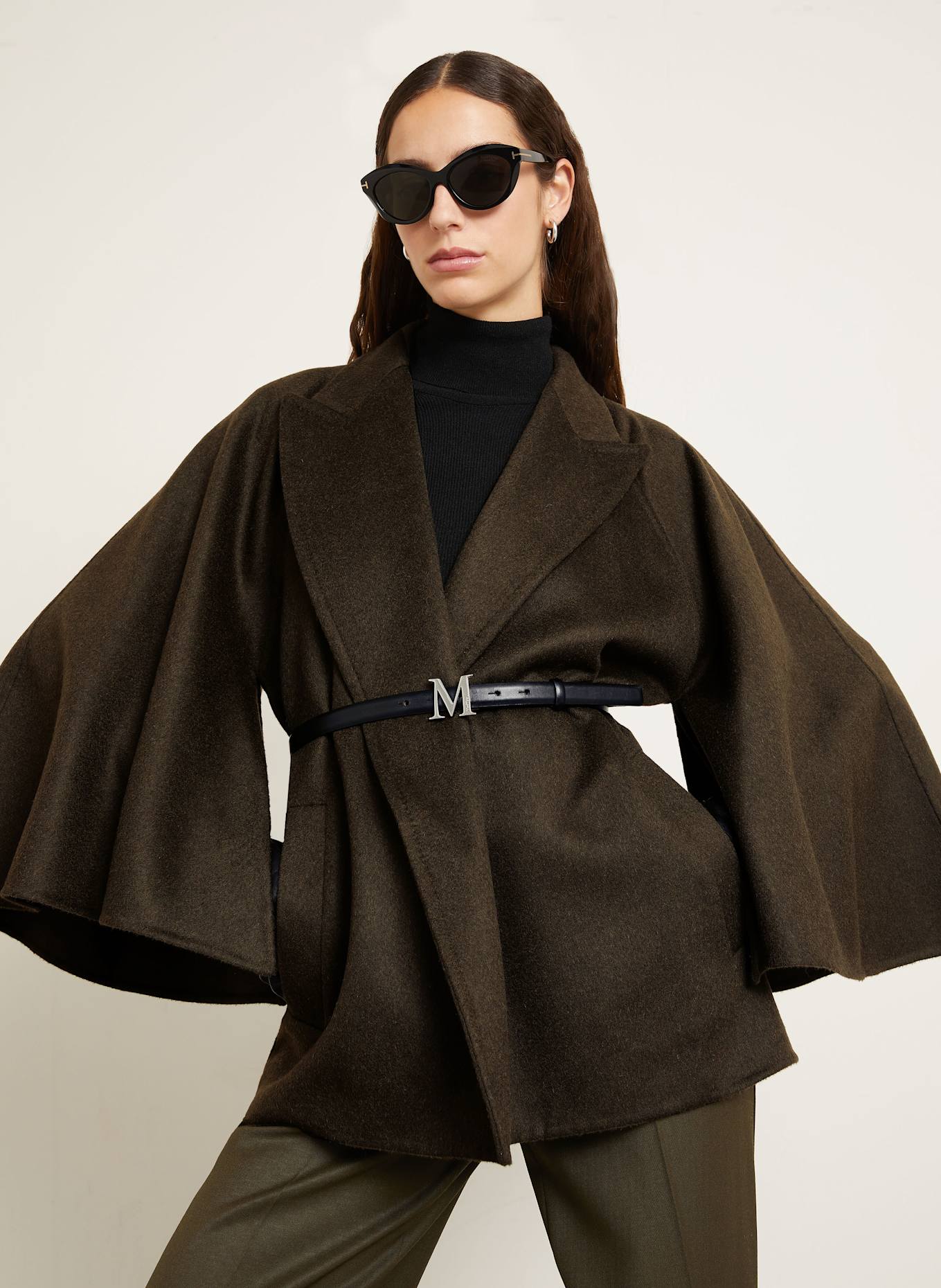 Max Mara Kamelhaar-Jacke VERNA mit 3/4-Arm: KHAKI