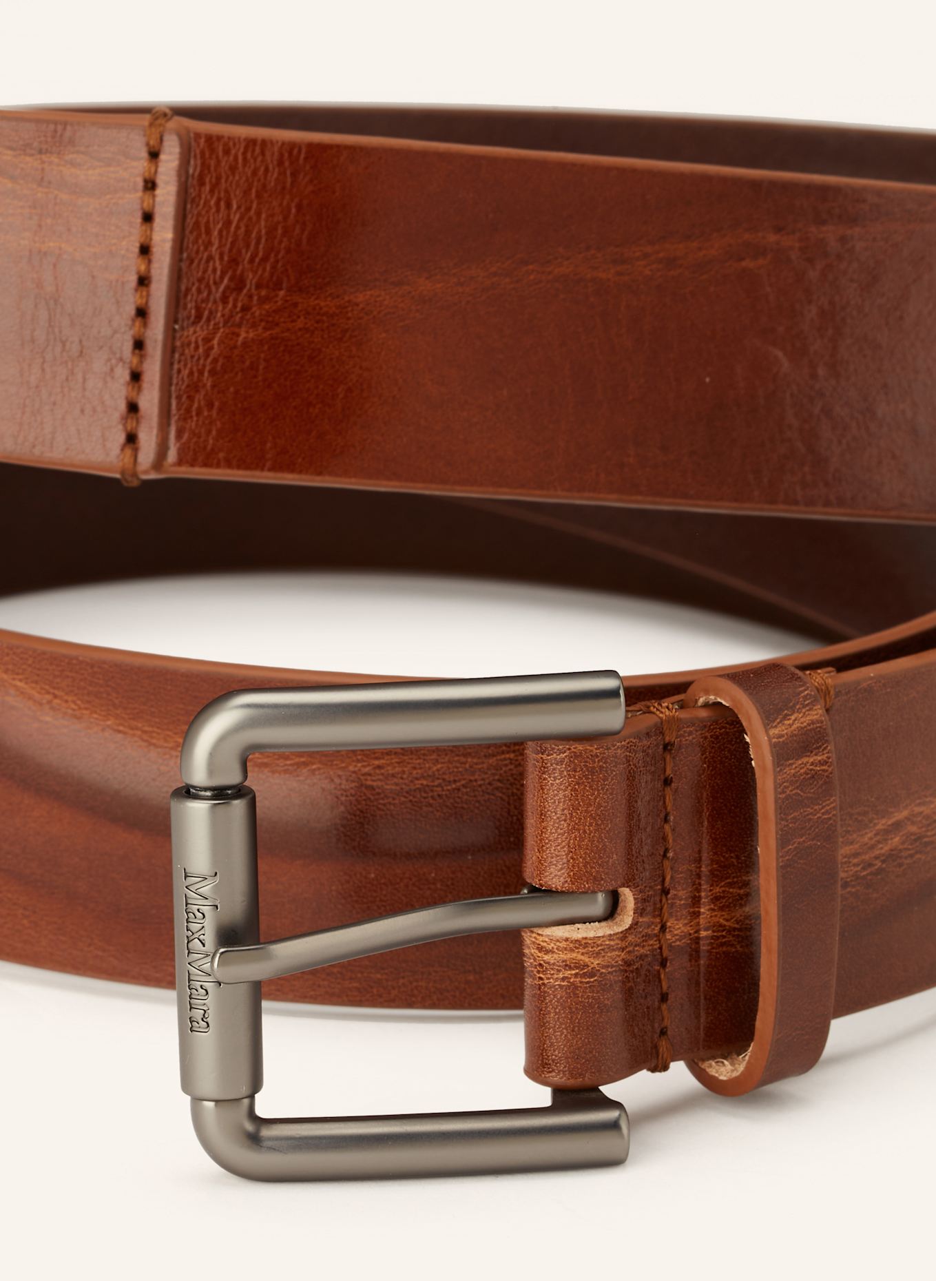 Max Mara Ledergürtel BUCKLE40XLONG: BRAUN