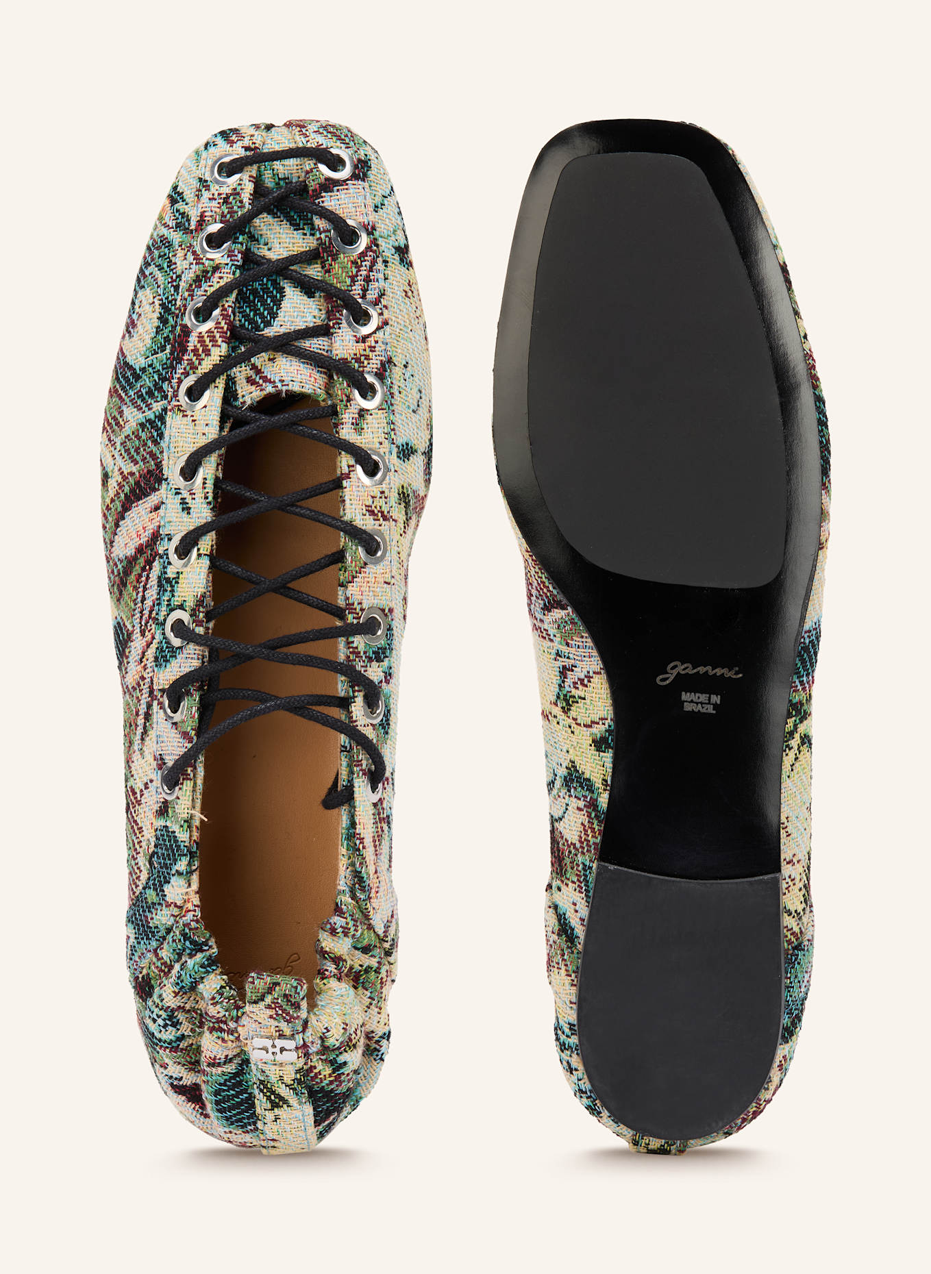 GANNI Ballerinas: HELLGRÜN / BRAUN