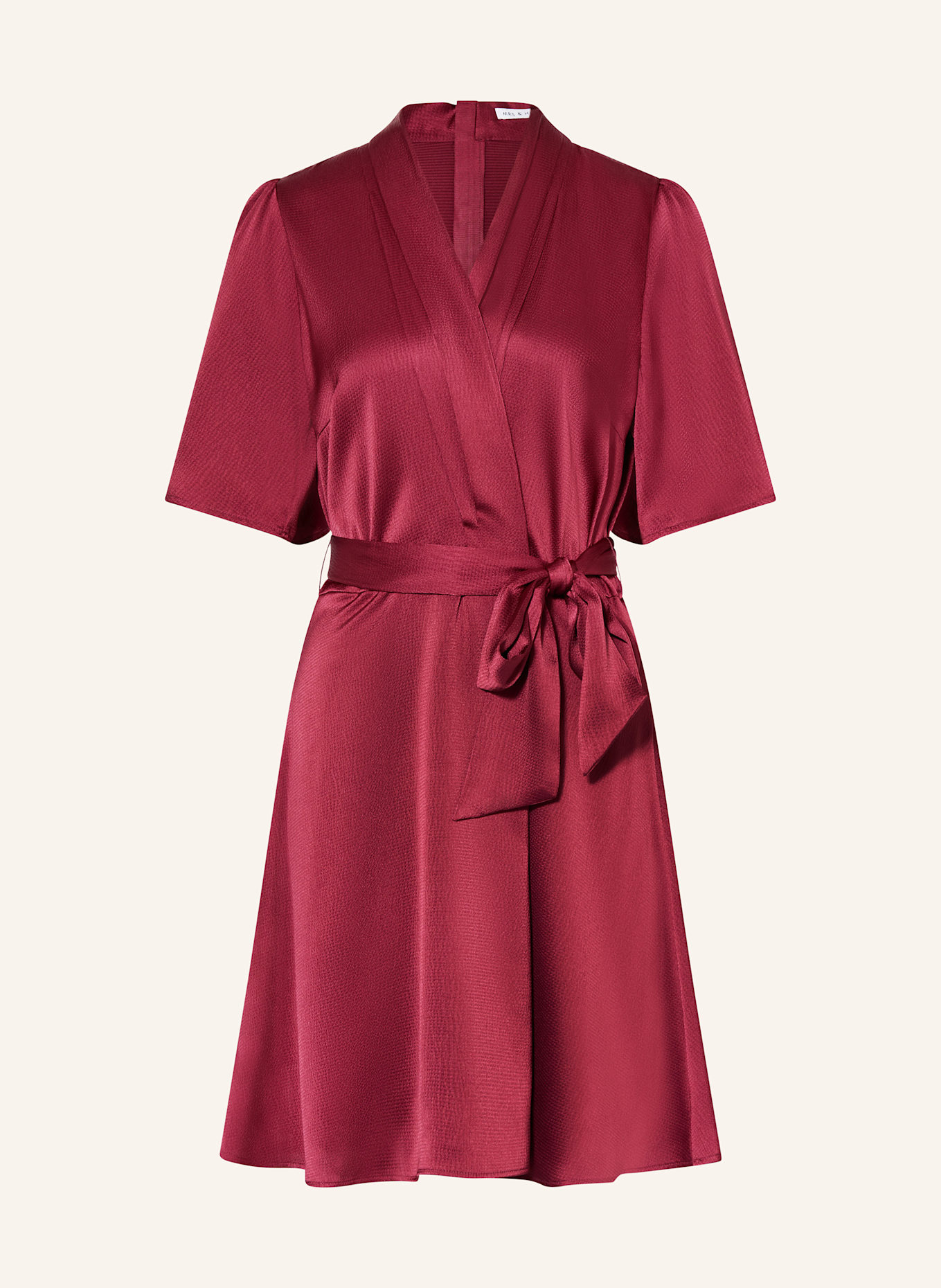 MRS & HUGS Satinkleid in Wickeloptik: DUNKELROT