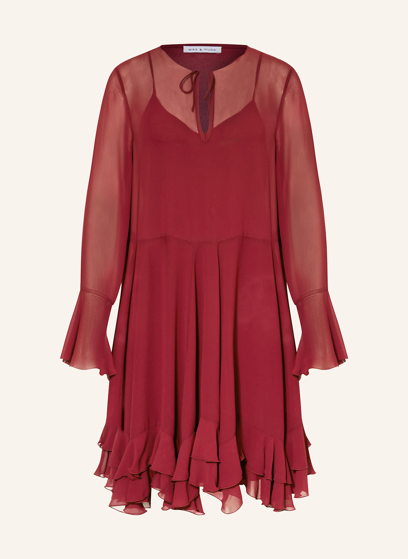 MRS & HUGS Kleid mit Volants: DUNKELROT