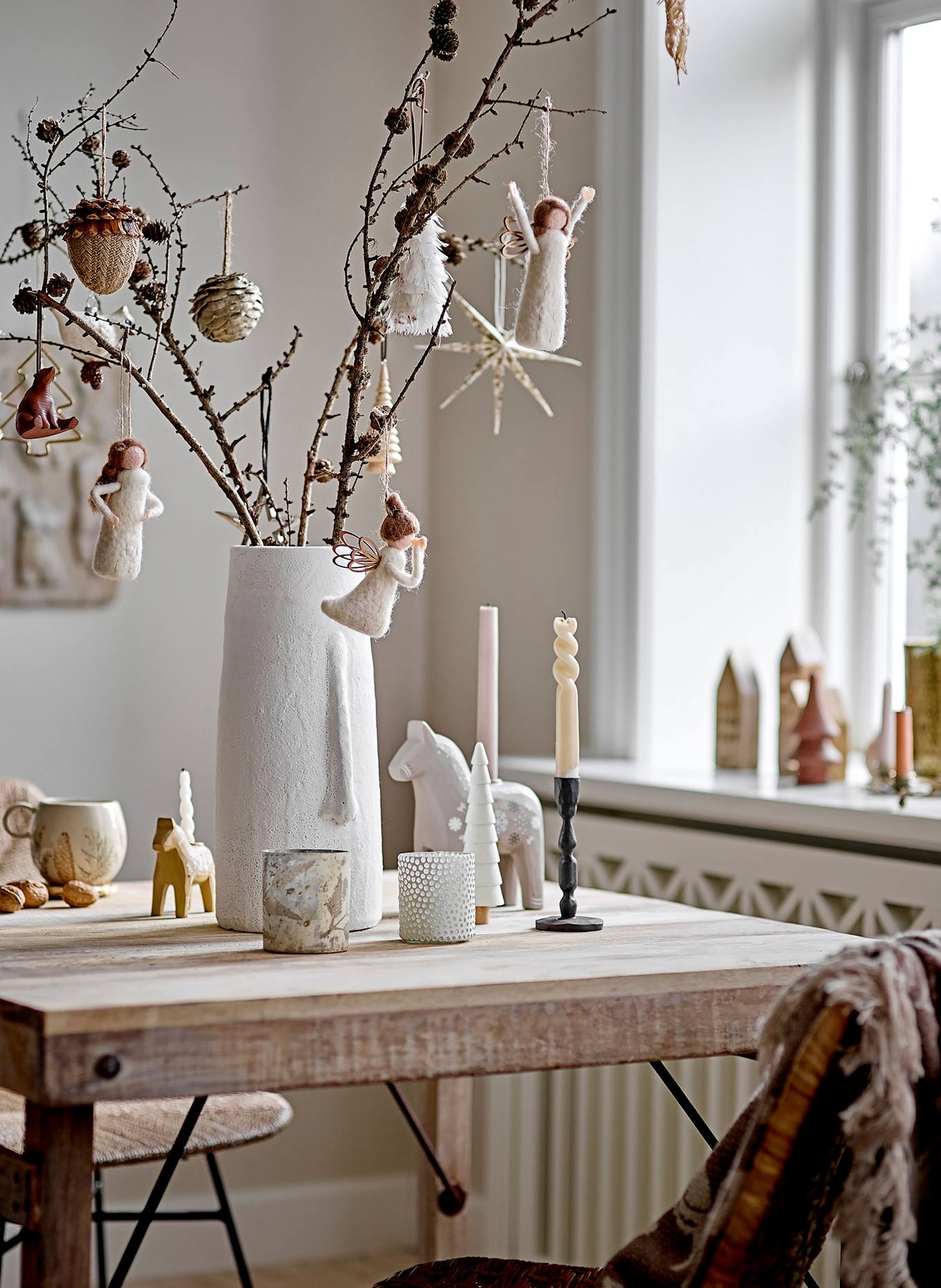 Bloomingville 3-tlg. Set Kerzenhalter SIFFER: SCHWARZ / HELLBRAUN / WEISS