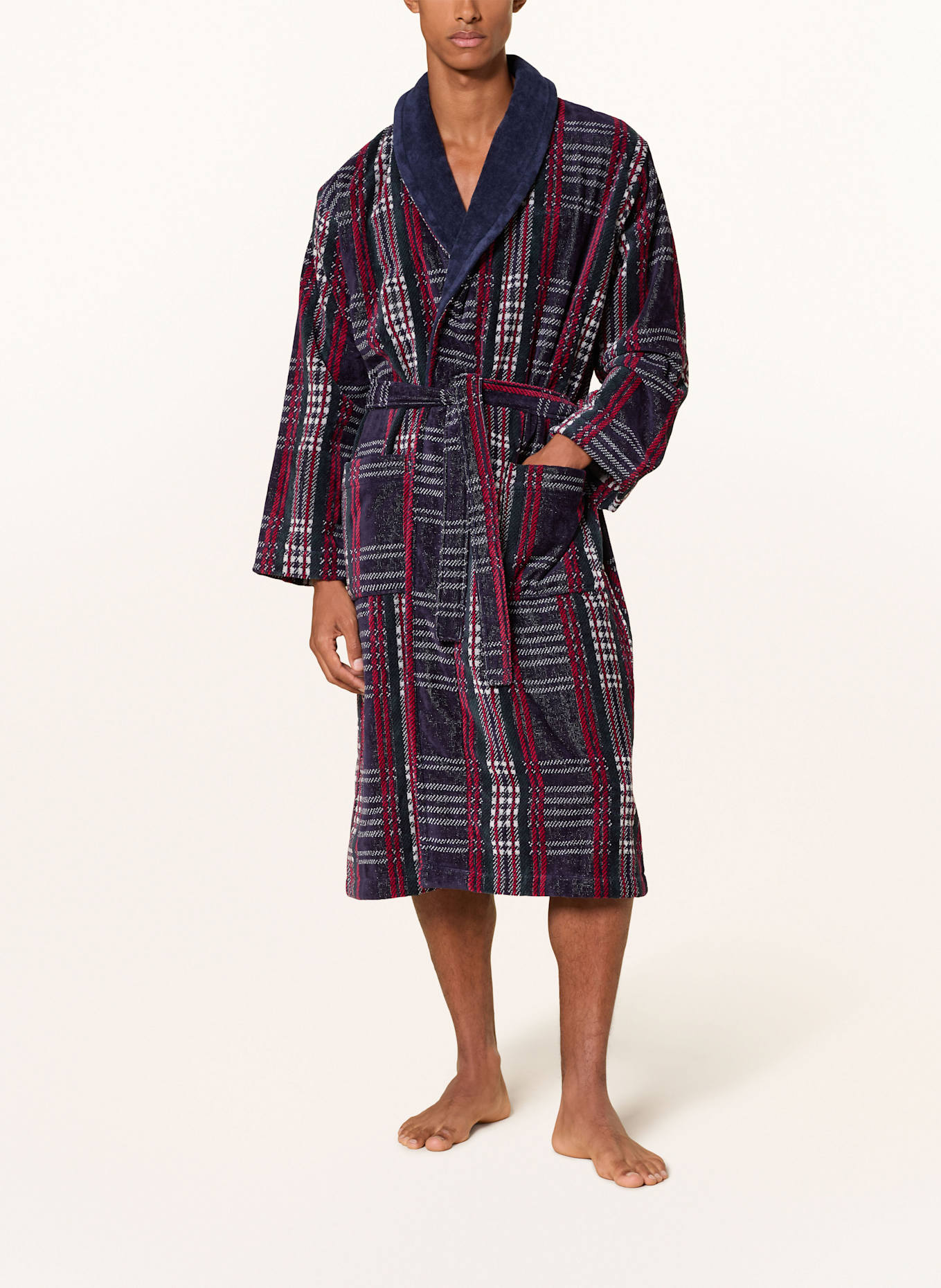 GANT HOME Unisex-Bademantel HOLIDAY: DUNKELBLAU / ROT / DUNKELGRÜN