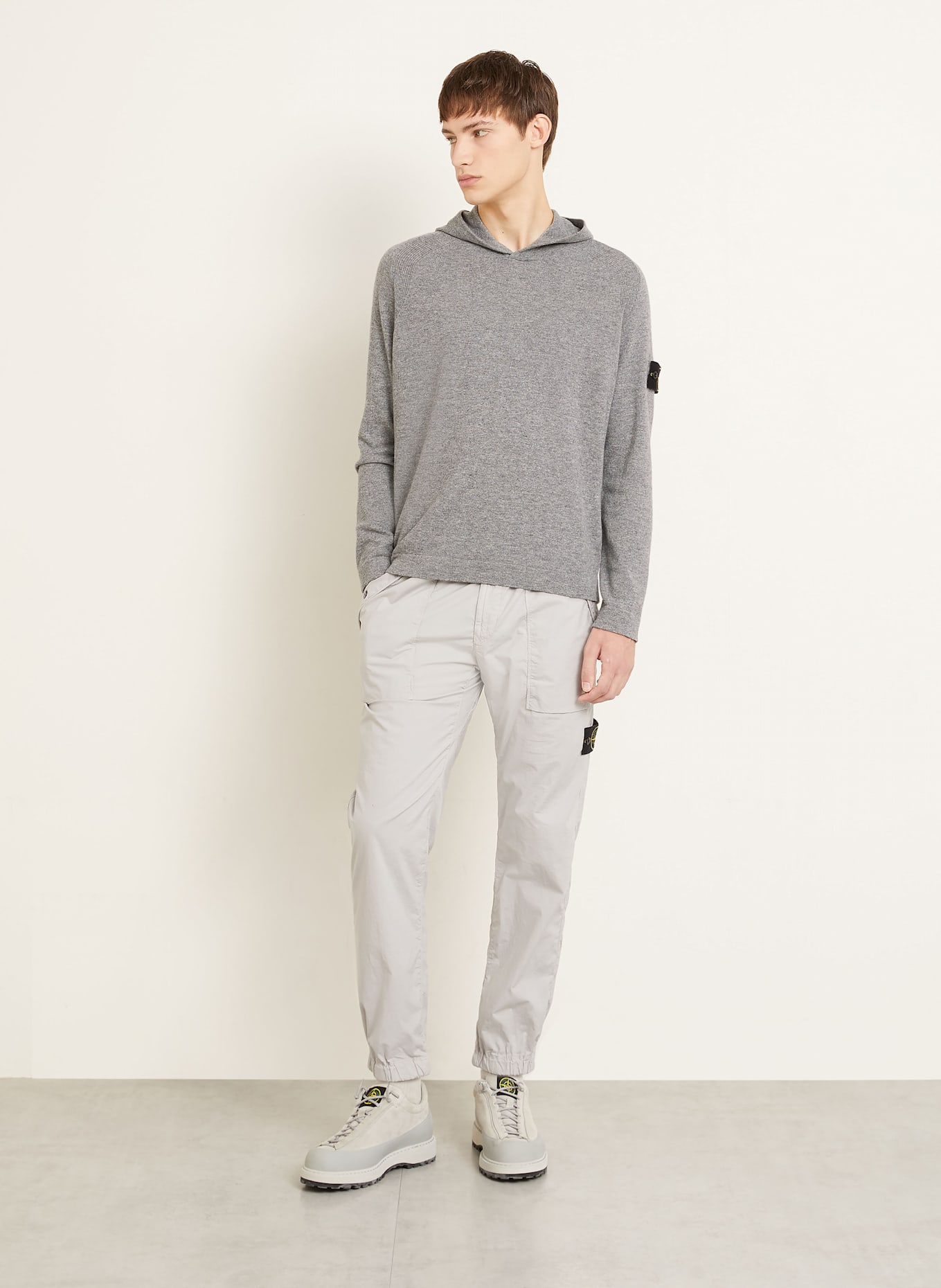 STONE ISLAND Strick-Hoodie: GRAU