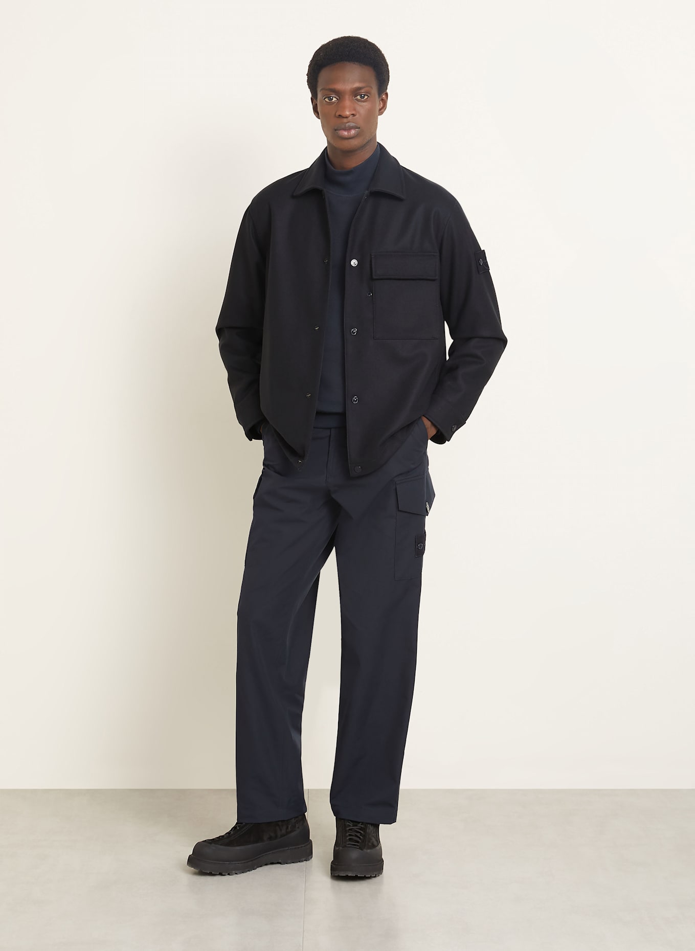 STONE ISLAND Flanell-Overshirt GHOST: DUNKELBLAU