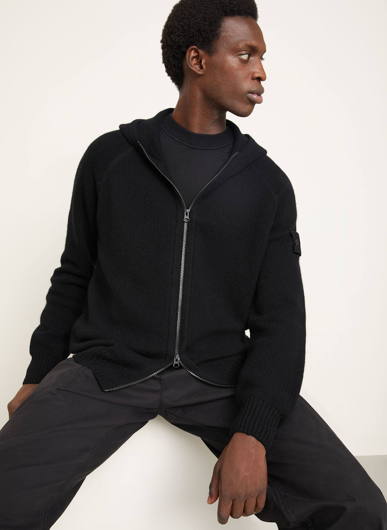 STONE ISLAND Strickjacke GHOST aus Cashmere: SCHWARZ