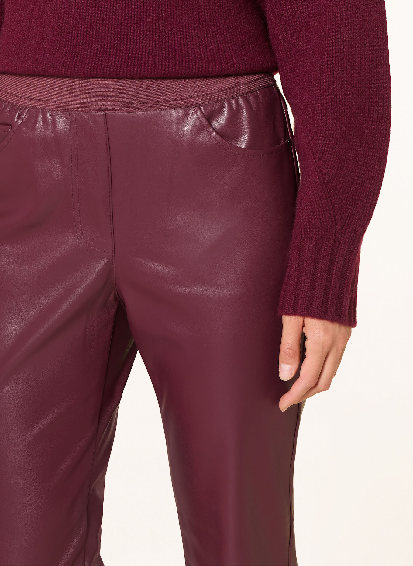 monari Hose in Lederoptik: DUNKELROT