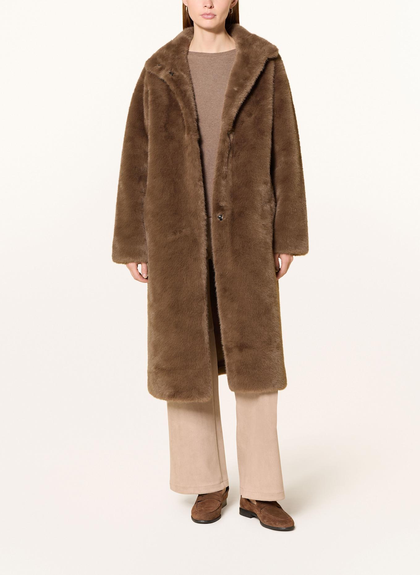 JOOP! Kunstpelz-Mantel: BRAUN