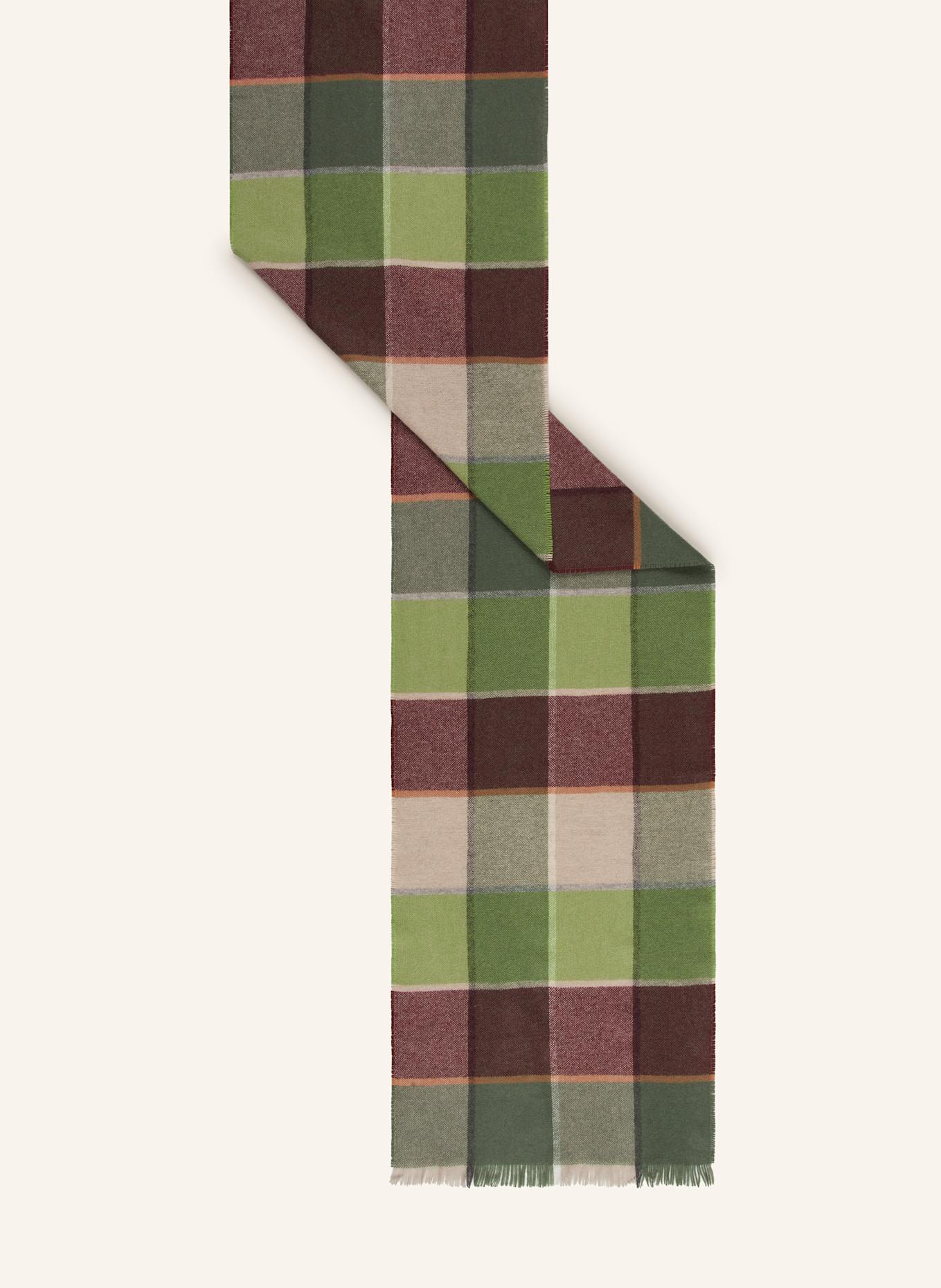 STROKESMAN'S Cashmere-Schal: DUNKELROT / ROSÉ / HELLGRÜN