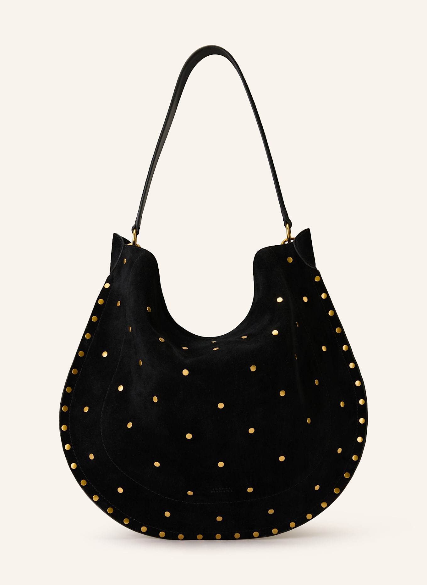 ISABEL MARANT Schultertasche OSKAN mit Pouch und Nieten: SCHWARZ / GOLD