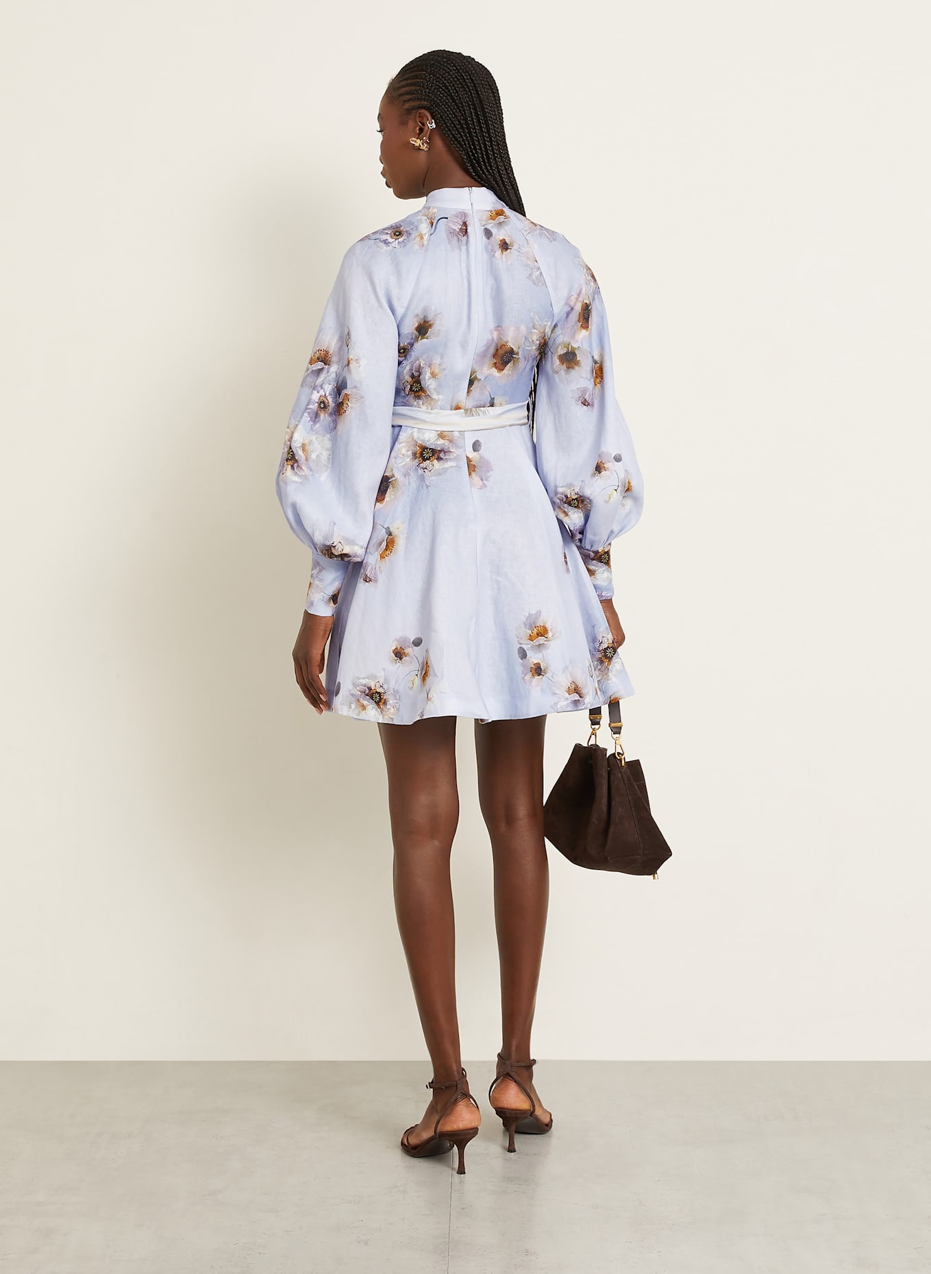 ZIMMERMANN Cocktailkleid HYPNOTIC aus Leinen: HELLLILA / BRAUN