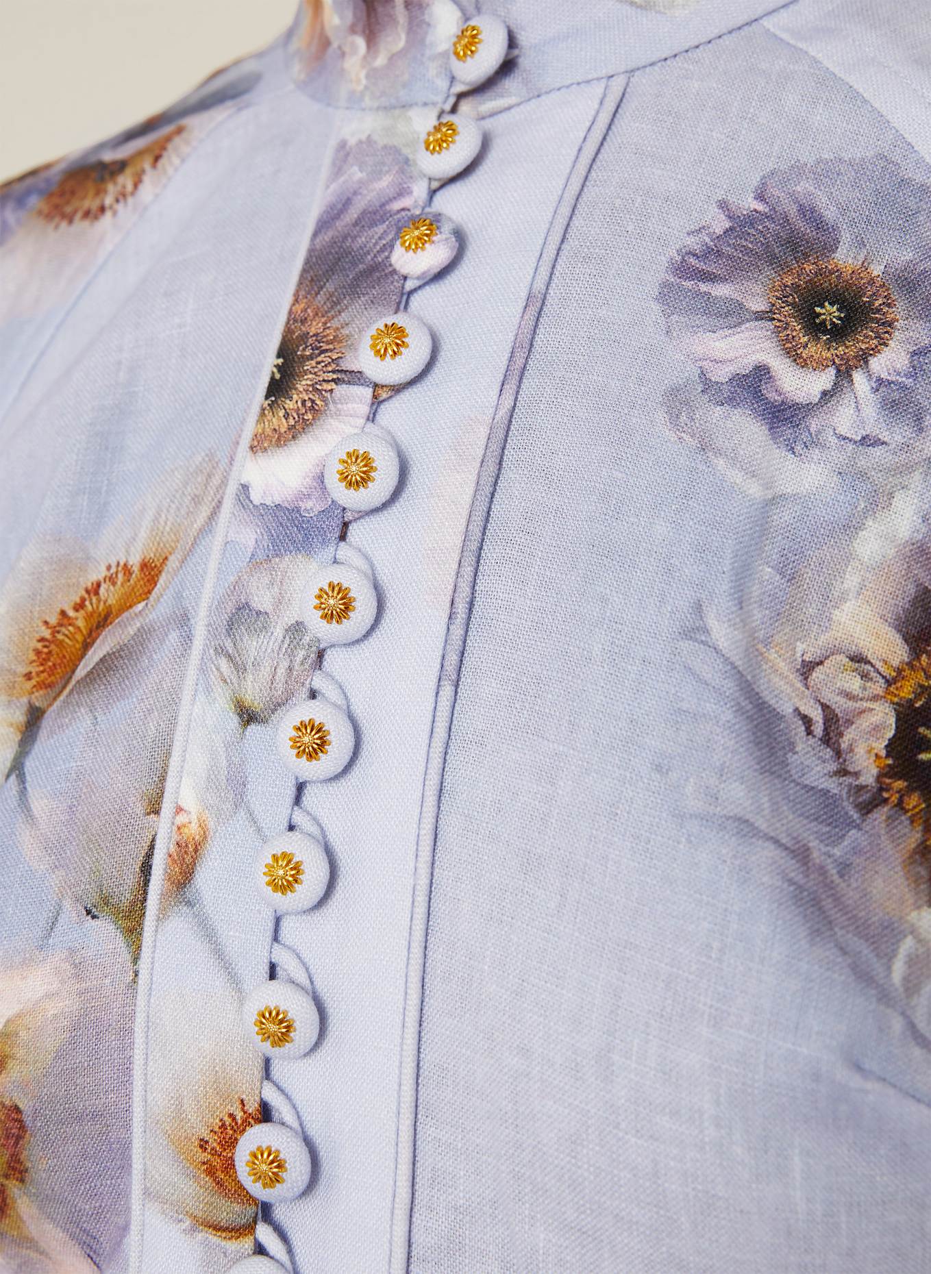 ZIMMERMANN Cocktailkleid HYPNOTIC aus Leinen: HELLLILA / BRAUN