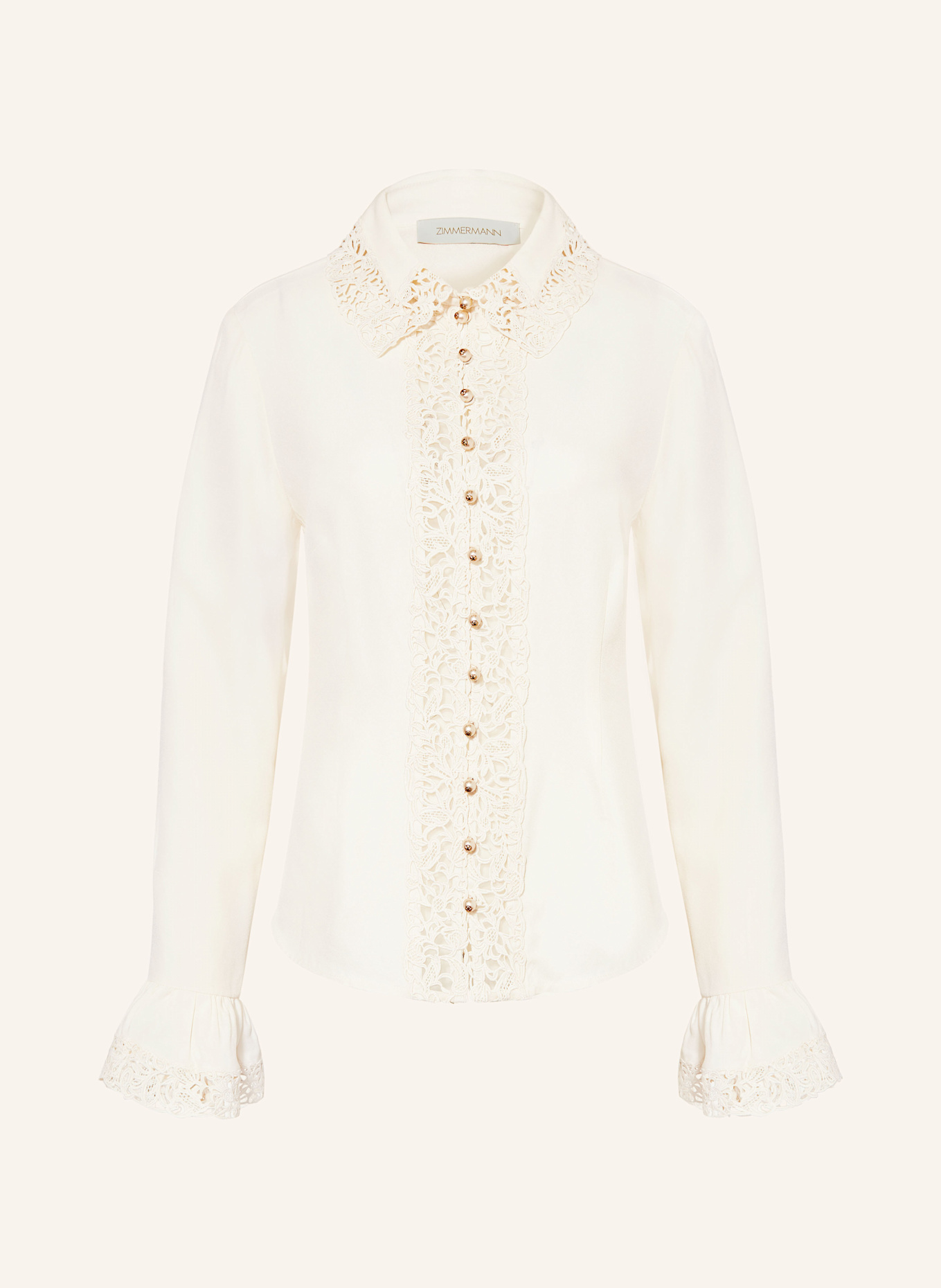 ZIMMERMANN Hemdbluse mit Spitze: CREME