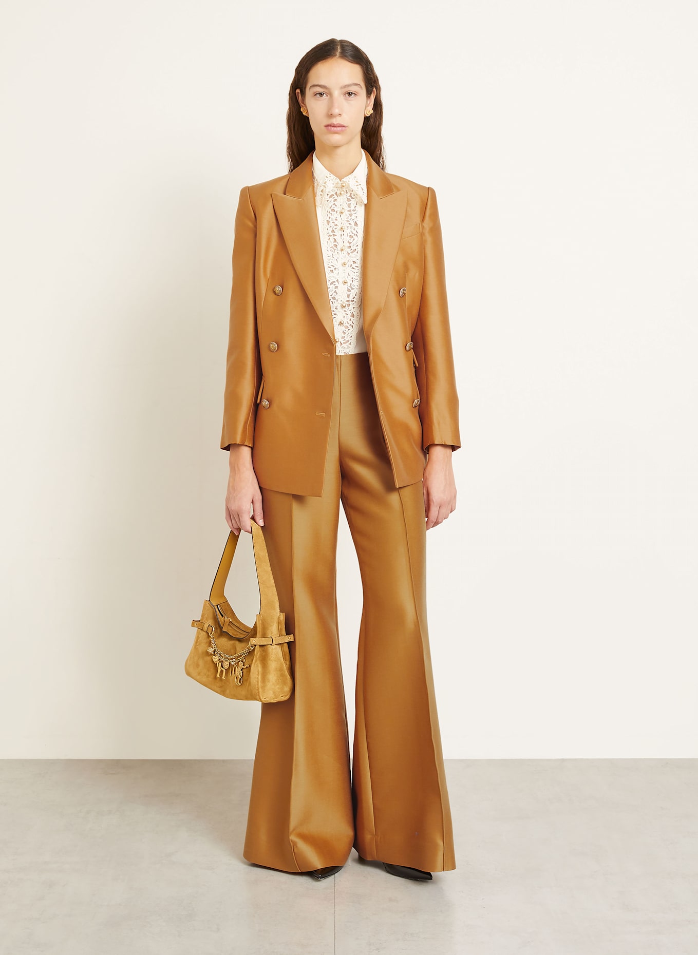 ZIMMERMANN Hemdbluse mit Spitze: CREME